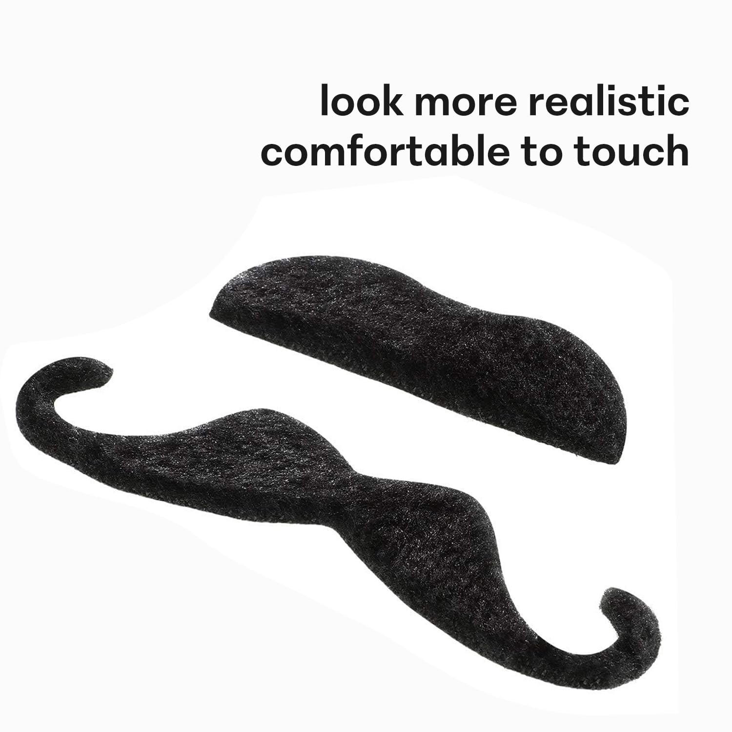 60 Pcs Realistic Fake Mustaches & Beards - Self-Adhesive Costume Facial Hair for Halloween, Cosplay, Parties - Easy to Apply & Remove - Black Sticker Mustache Set for Men & Women
