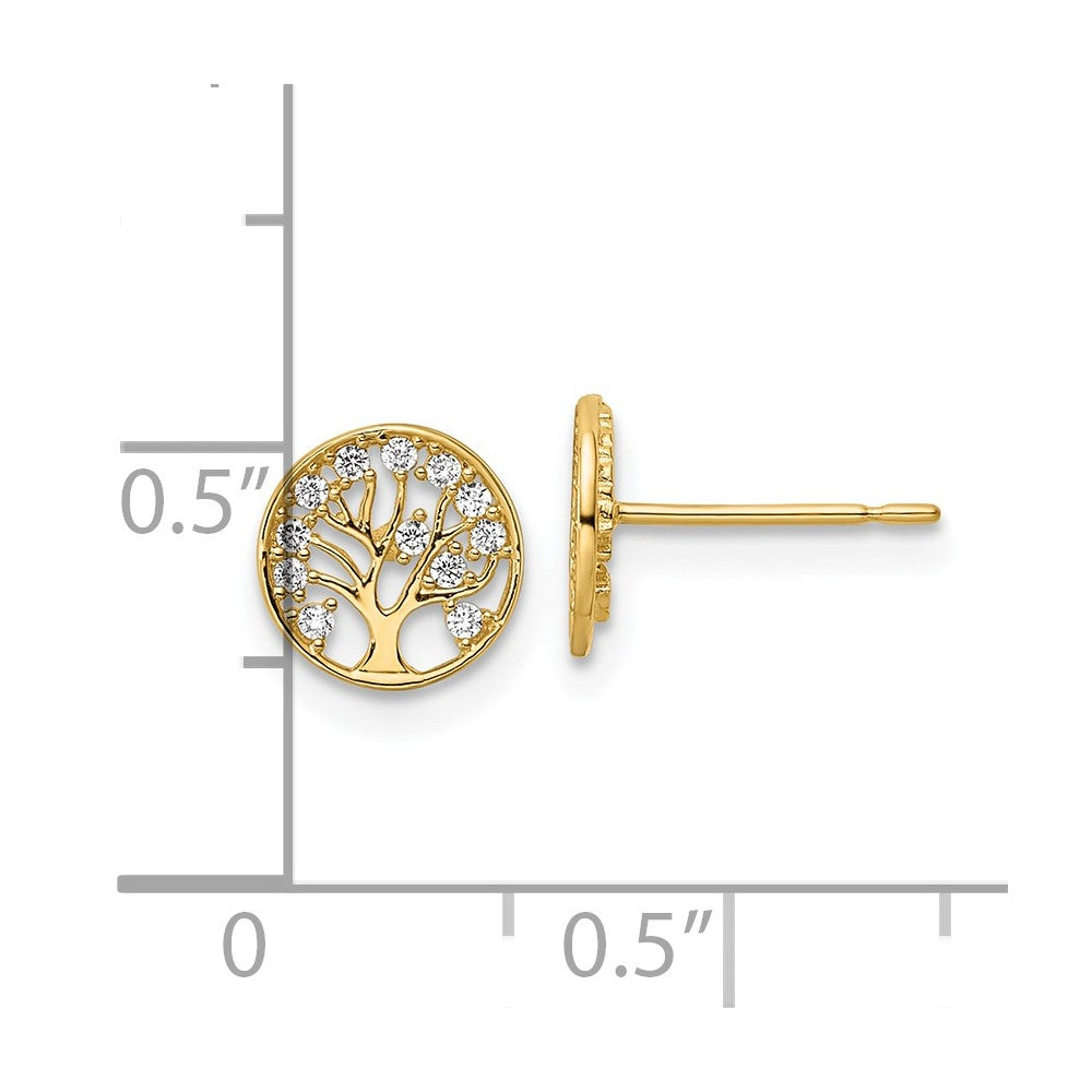 Gold CZ Tree of Life Post Earrings - YE2094 Model | Elegant Stud Earrings for Women | Perfect for Weddings, Parties & Everyday Wear