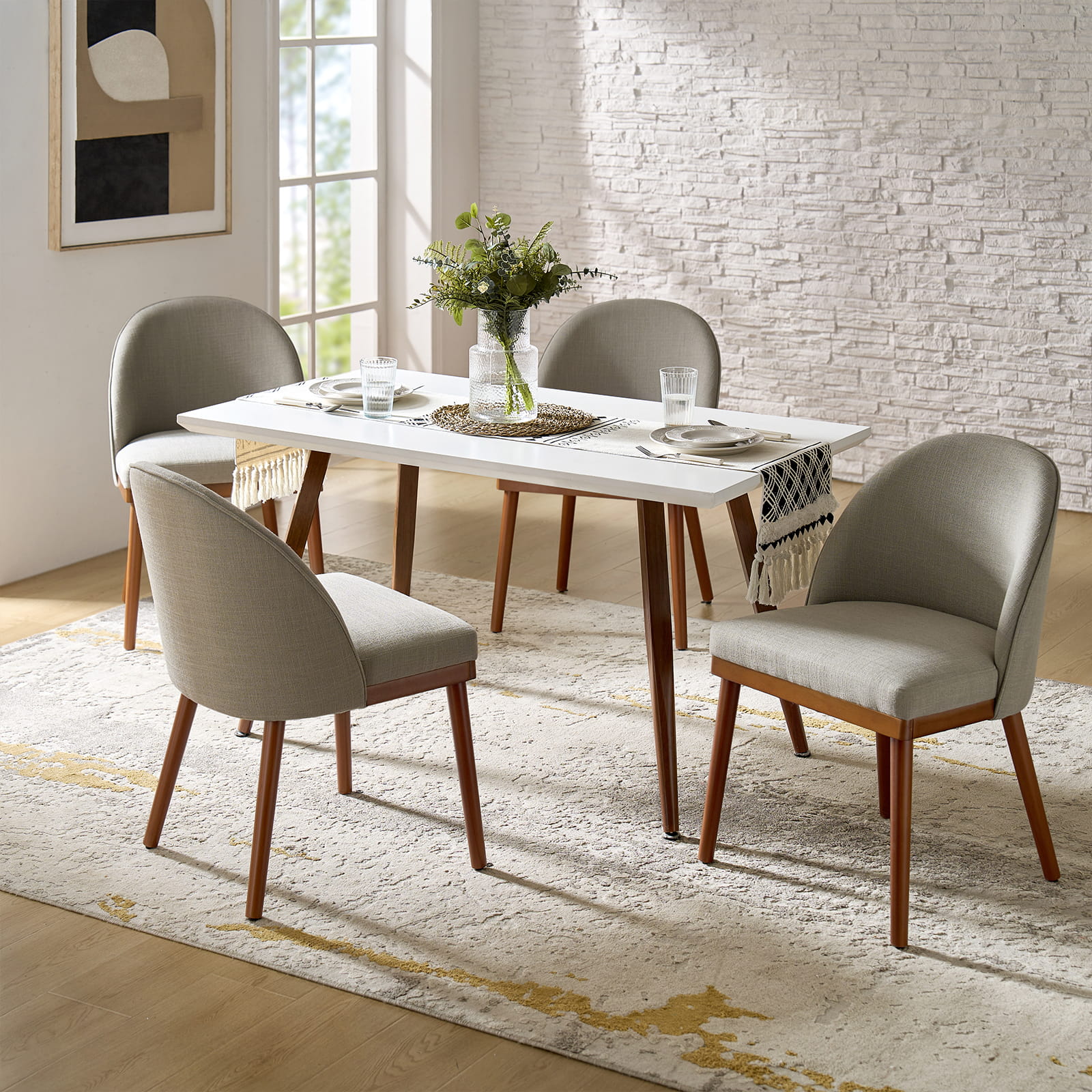 Serta Upholstered Dining Chairs with Solid Wood Legs - Comfortable Modern Kitchen & Dining Room Seating (Set of 2/4/6) for Home, Restaurant, or Office Use