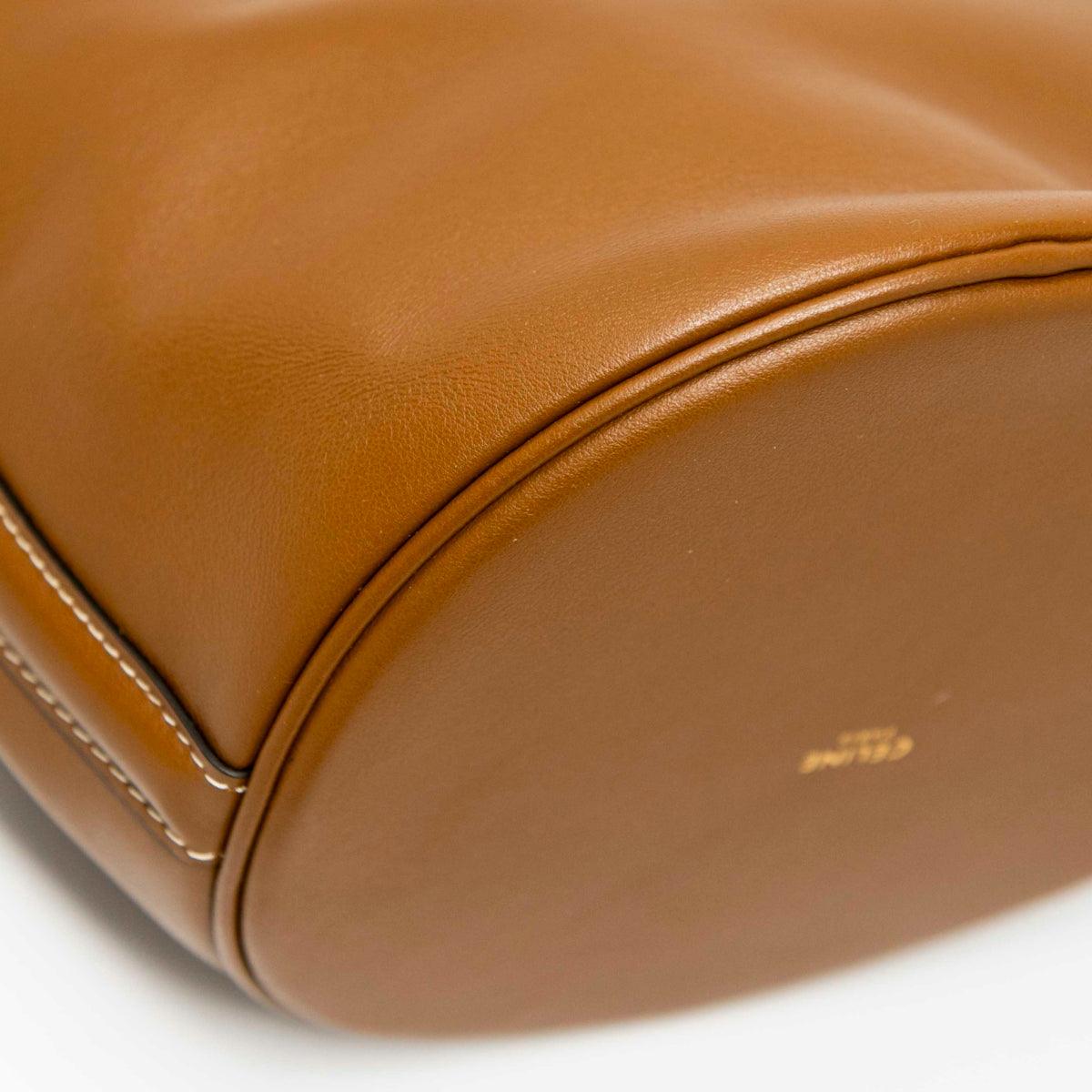Celine Tan Teen Bucket 16 Bag - Genuine Leather Crossbody Shoulder Bag for Women | Perfect for Travel, Shopping & Everyday Use