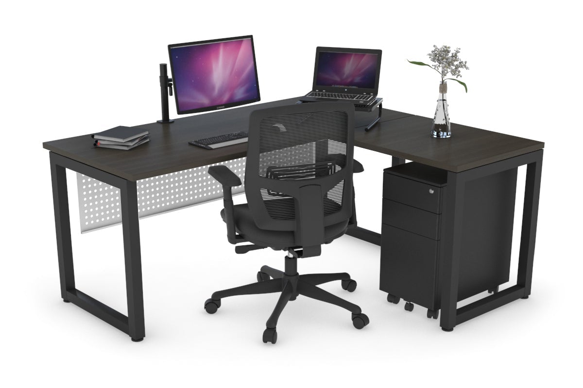 Quadro Loop Legs L-Shaped Corner Office Desk - 1800L x 1450W Dimensions, Ergonomic Home & Business Workspace Solution for Computer, Laptop, and Office Setup
