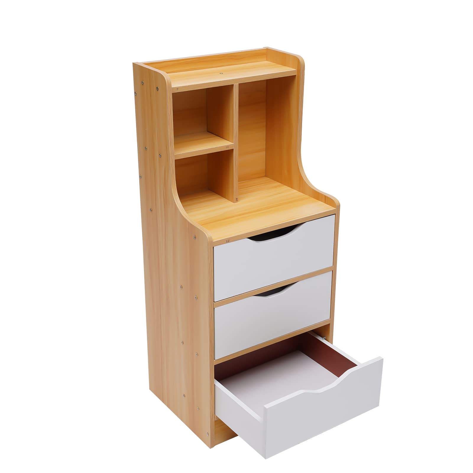 Modern Nightstand with 3 Drawers & Open Shelf Storage - Bedside Table for Bedroom, Dorm, Apartment - Easy Assembly Wooden Side Cabinet (Perfect for Storing Books, Lamps & Bedroom Essentials)