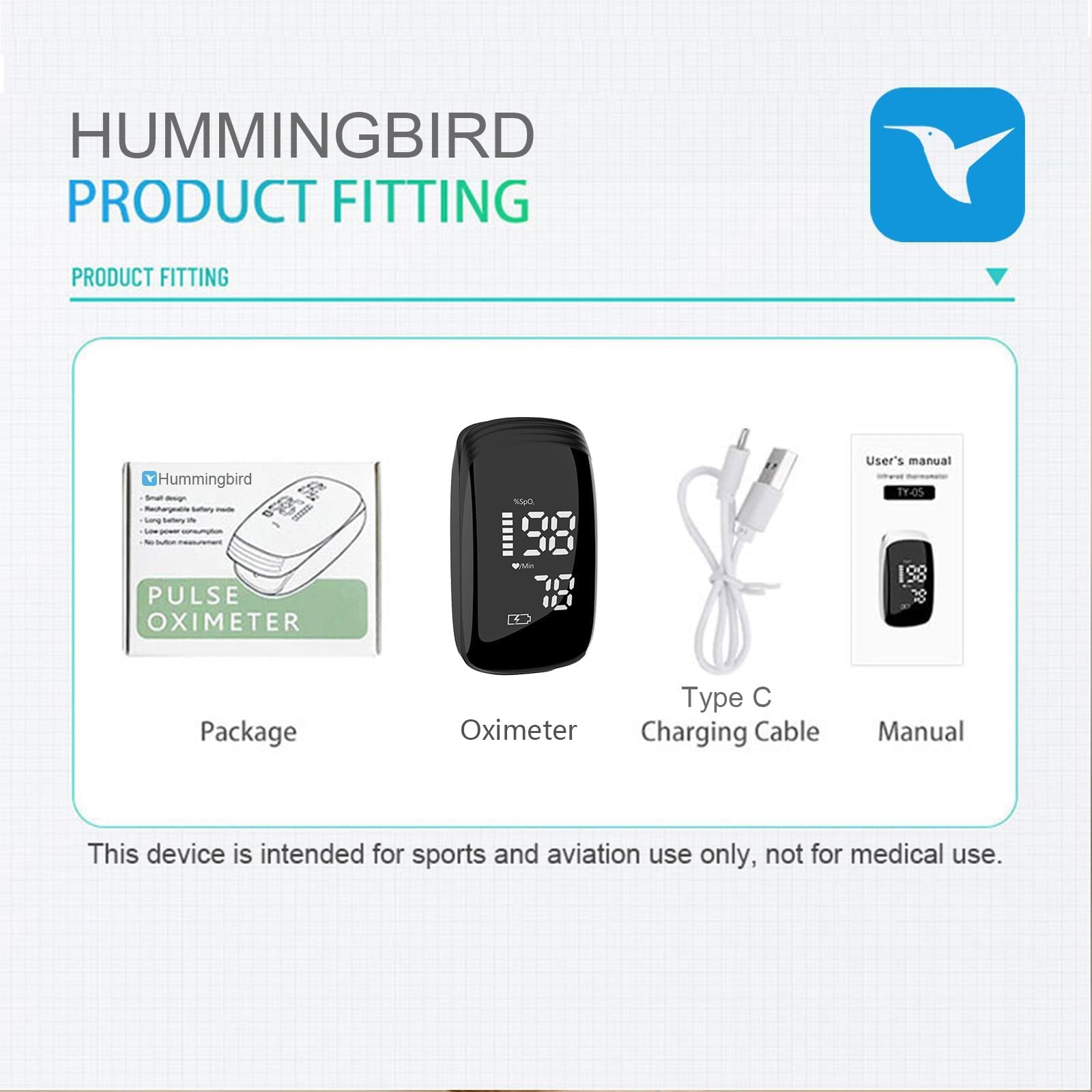 Accurate Rechargeable Fingertip Pulse Oximeter - Fast SpO2 & Blood Oxygen Saturation Monitor - Portable Oxygen Meter for Home, Travel & Sports - Black