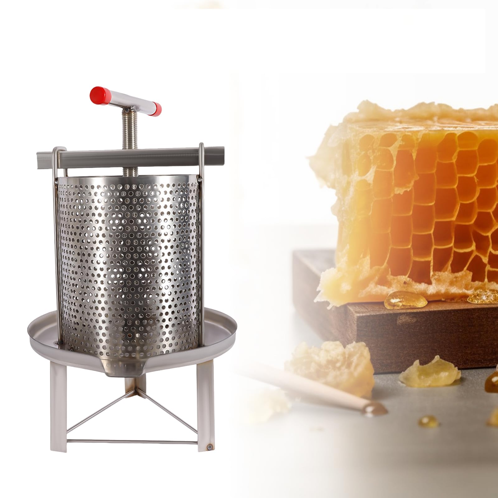 Stainless Steel Manual Honey Press Extractor - T-Shaped Honey & Fruit Press for Wine, Juice, Pepper & Oil Making | Perfect for Home Brewing, DIY Honey Extraction & Small Batch Food Processing