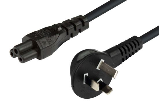 0.5M Flat Head 3 Pin to C5 Clover Female Power Cord Connector - 7.5A SAA Certified 0.75mm Cable for Laptops, Monitors & Home Appliances - Perfect for Office, Home & Travel Use