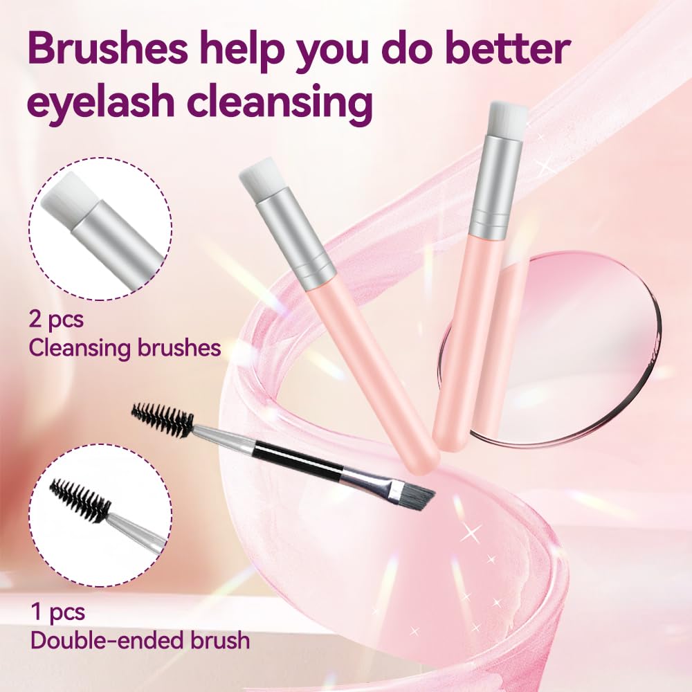**Lash Shampoo Kit for Eyelash Extensions - 2 fl.oz (60ml) Eyelash Cleanser with Fan Dryer - Gentle Lash Cleaning Kit for Salon & Home Use - Perfect for Daily Lash Care & Maintenance**