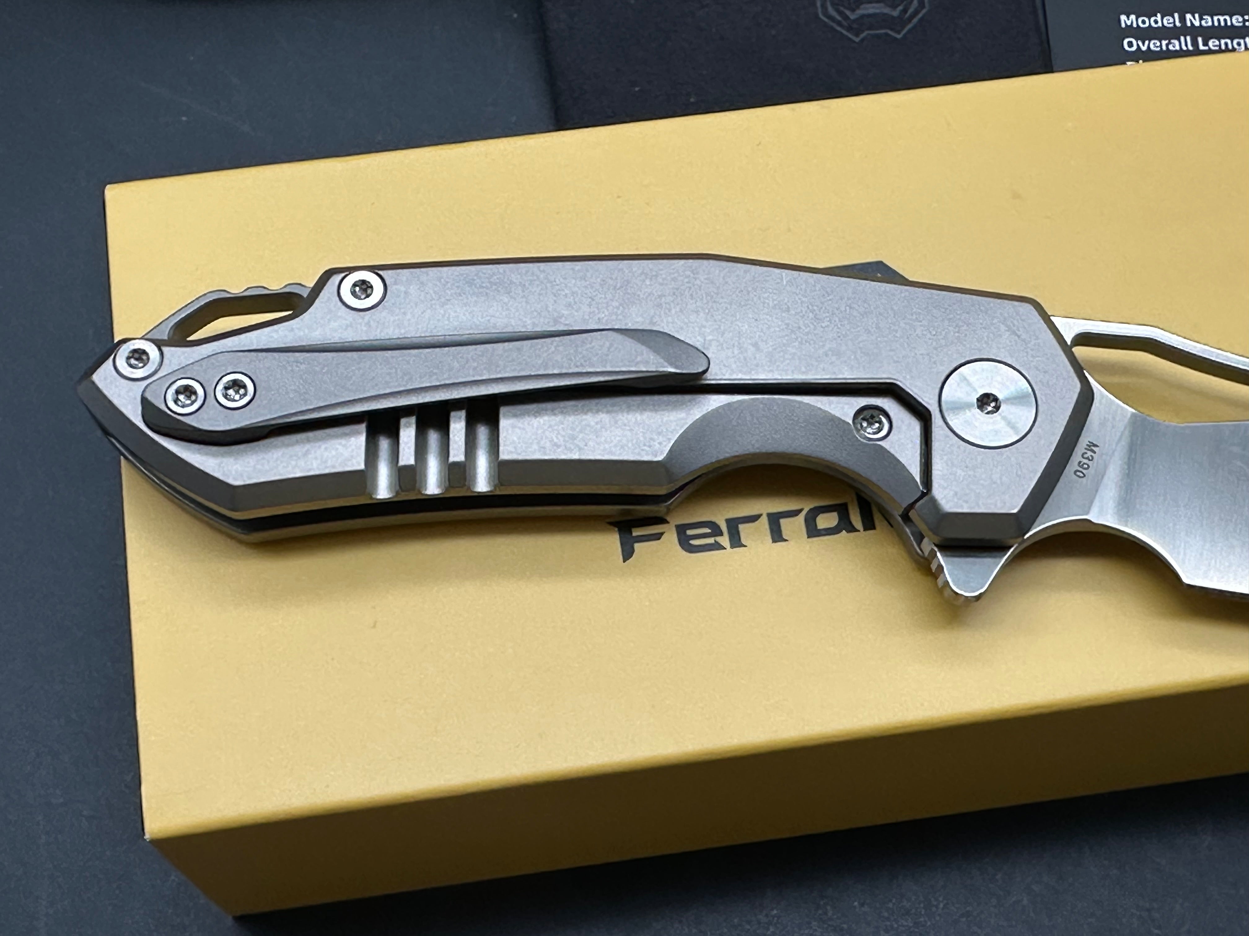Ferramonster Glideman Titanium Handle with M390 Blade - Premium Folding Knife for EDC, Outdoor Adventures & Survival Gear