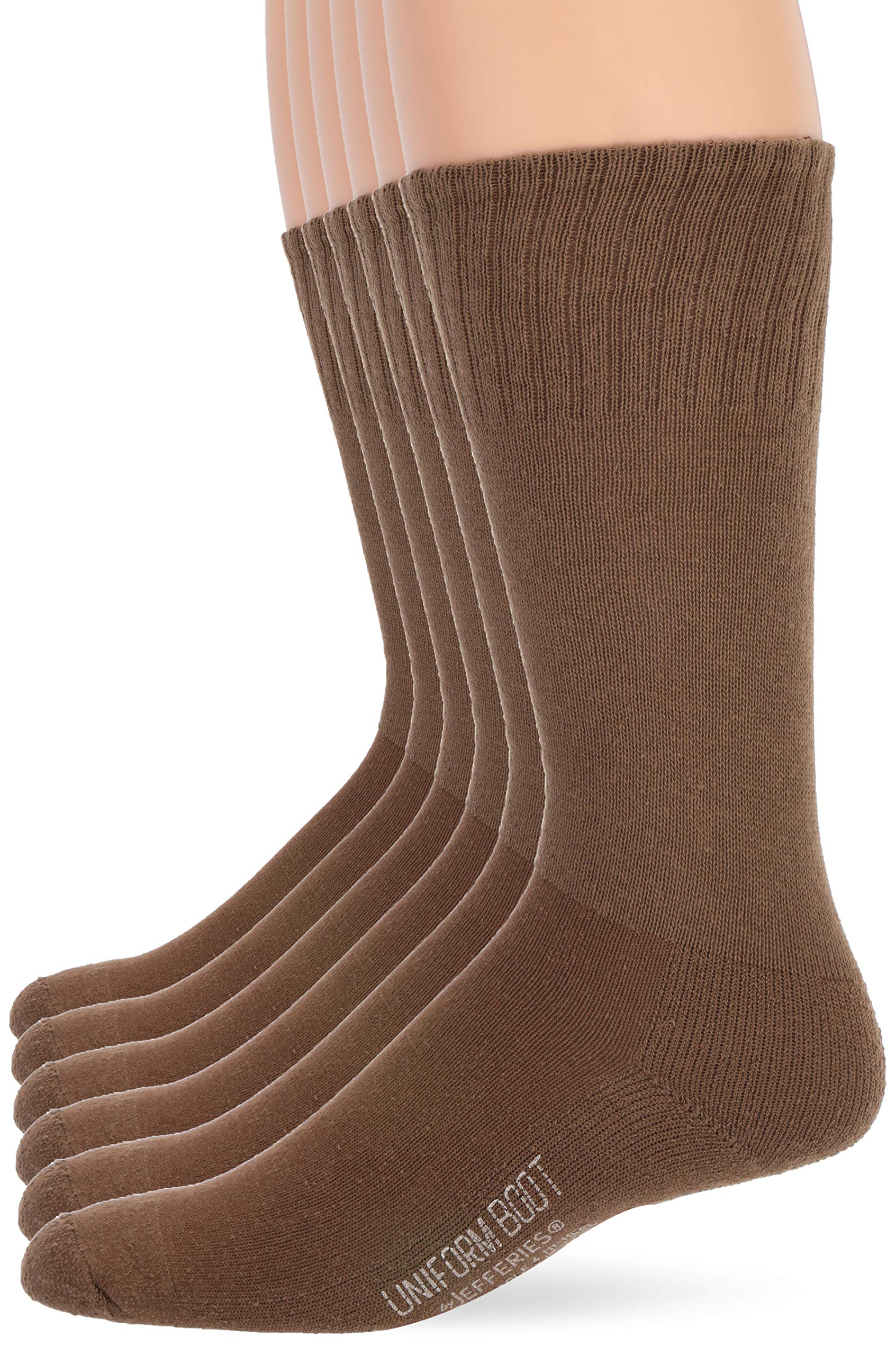 Jefferies Men's Military Uniform All-Season Rib Top Crew Boot Socks - 6 Pack - Durable & Comfortable for Work, Hiking & Outdoor Activities
