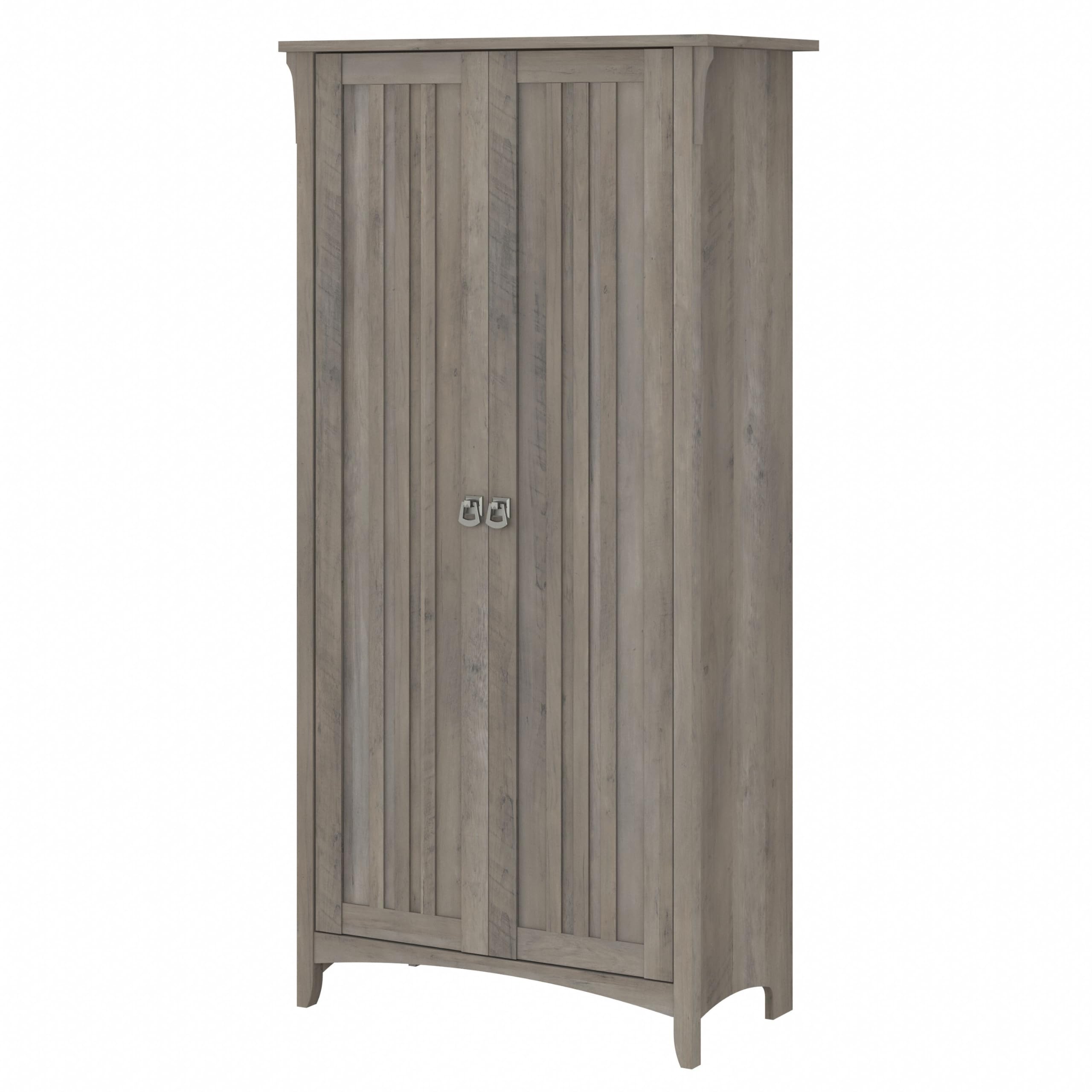 Bush Furniture Salinas Tall Storage Cabinet with Doors in Driftwood Gray - Office & Home Storage Organizer with Adjustable Shelves | Perfect for Workspace, Living Room & Bedroom Organization