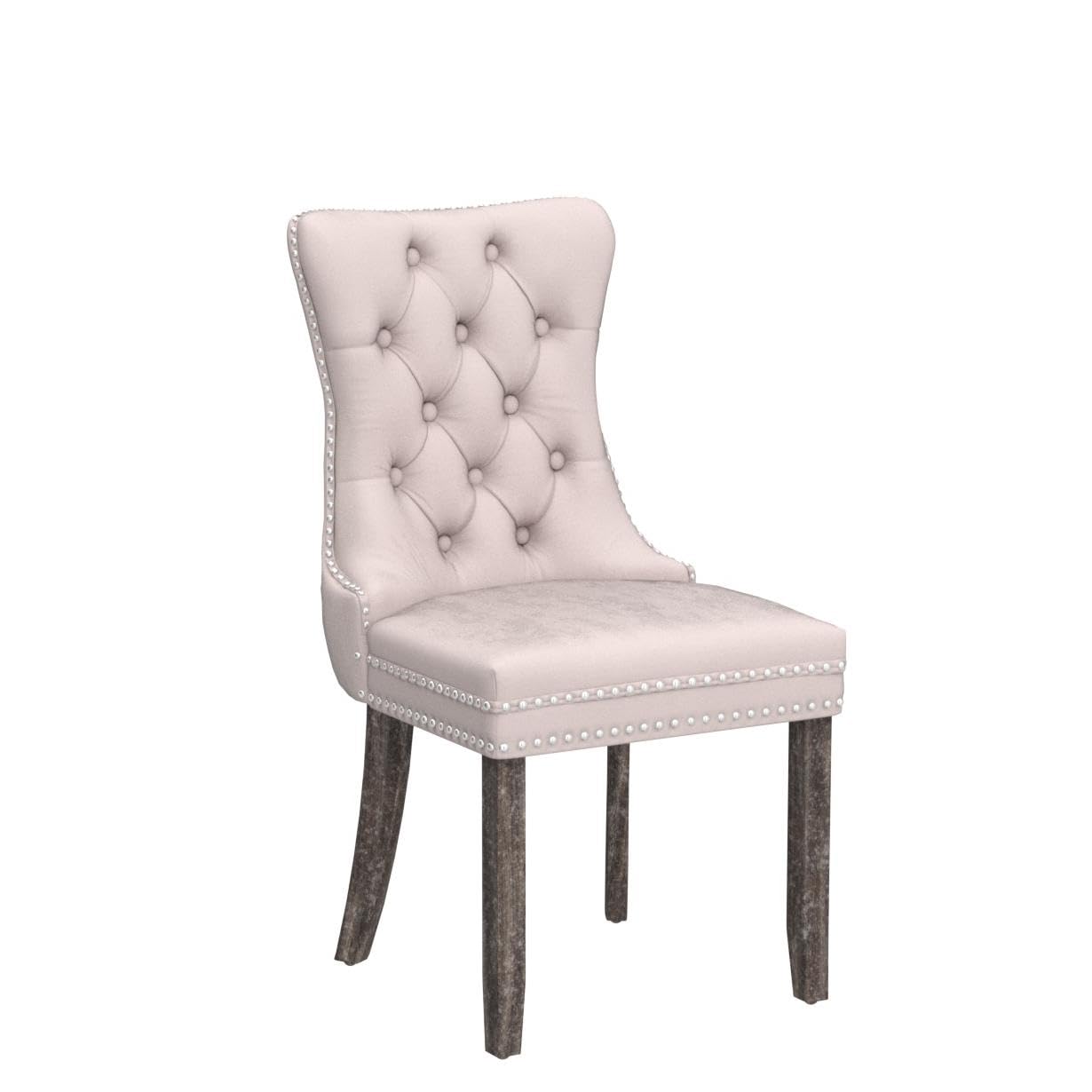 KCC Velvet Dining Chairs Set of 4 - Upholstered Tufted High Back Dining Chairs with Nailhead Trim & Solid Wood Legs, Modern Kitchen Dining Room Chairs for Home, Restaurant, Cafe - Beige Velvet Nikki Collection