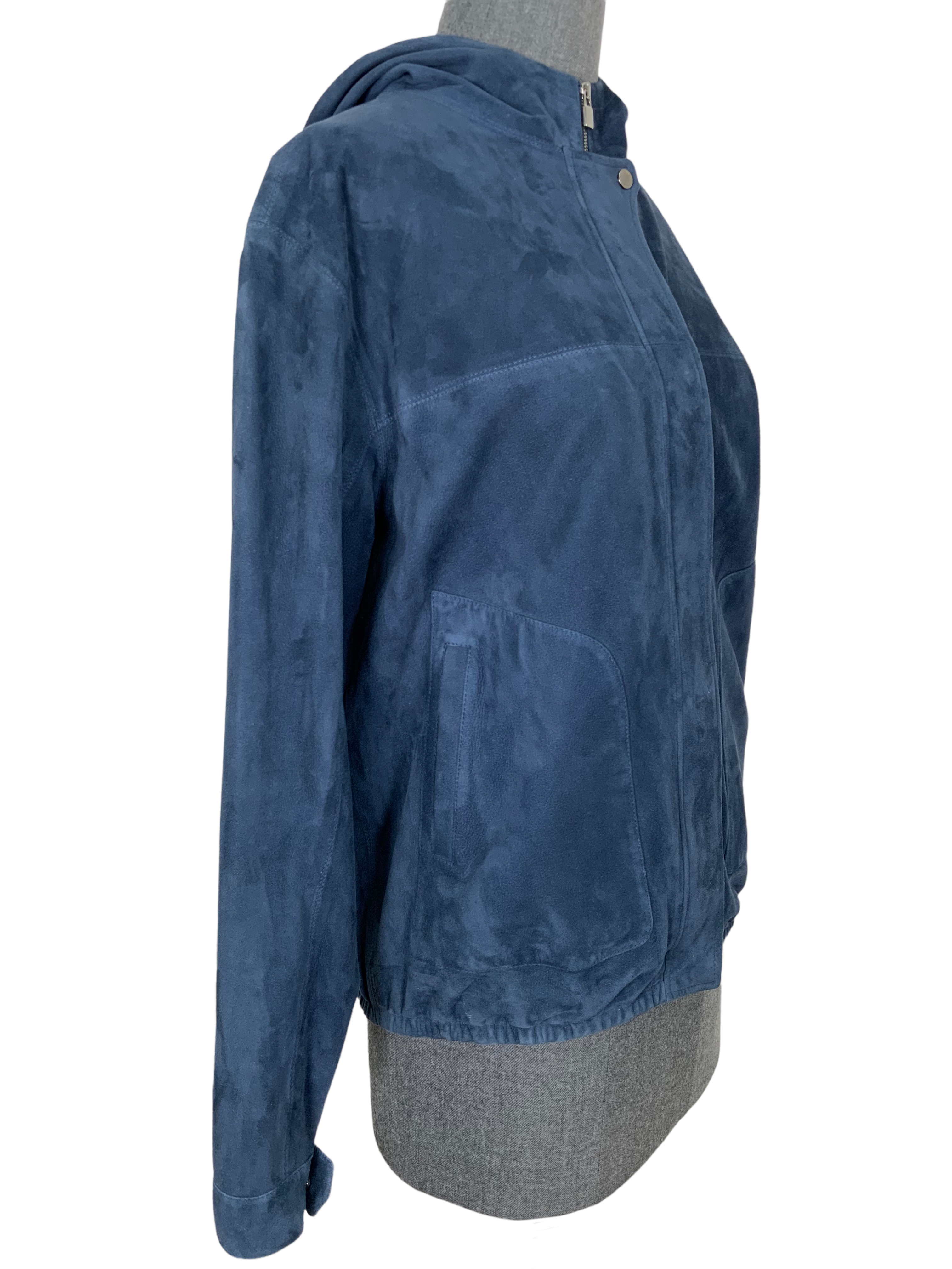 Loro Piana Goatskin Suede Hooded Bomber Jacket for Men - Size M | Premium Soft Leather Outerwear for Casual & Business Wear