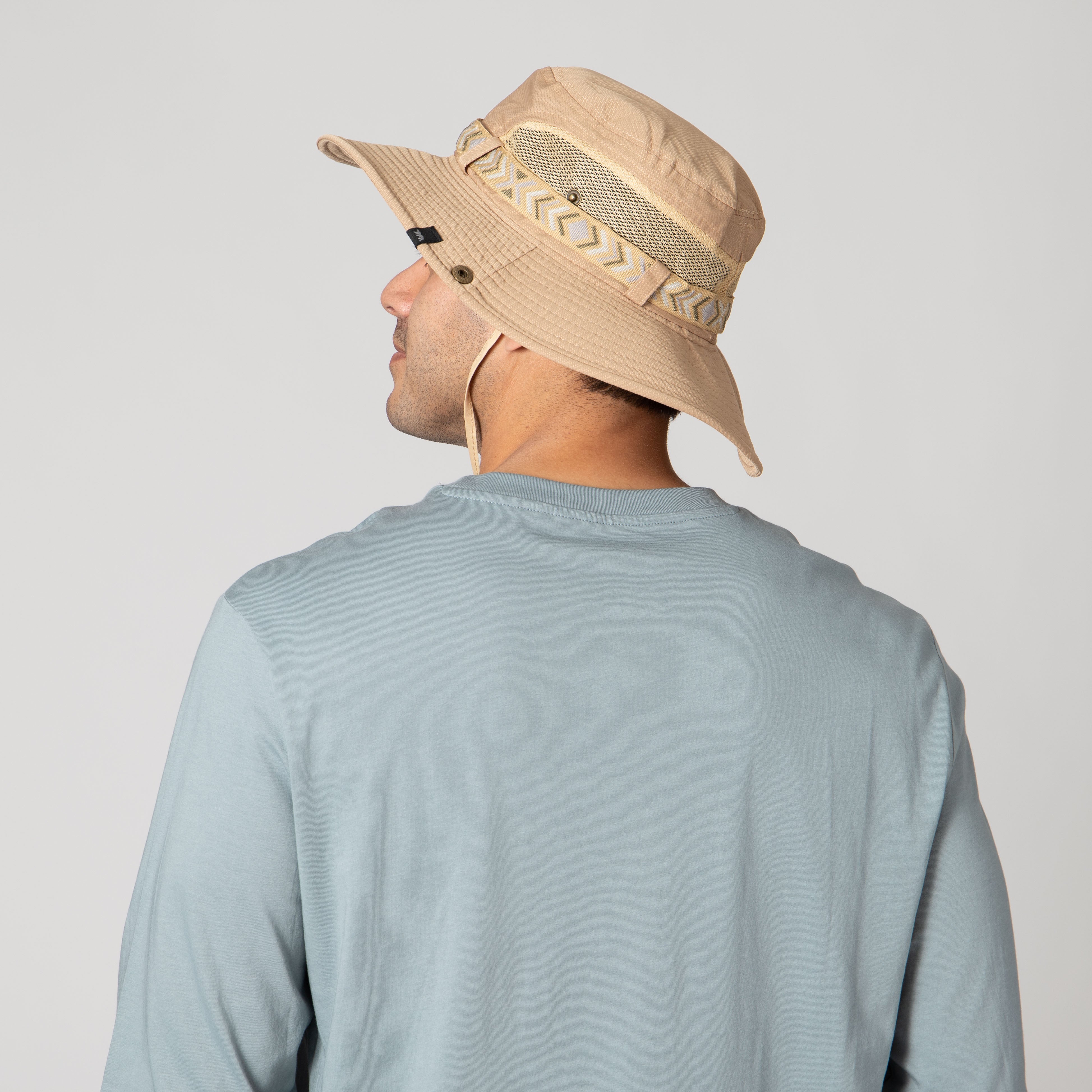 Men's Floatable Wide Brim Sun Hat with Jacquard Trim - UPF 50+ UV Protection for Beach, Fishing & Outdoor Activities