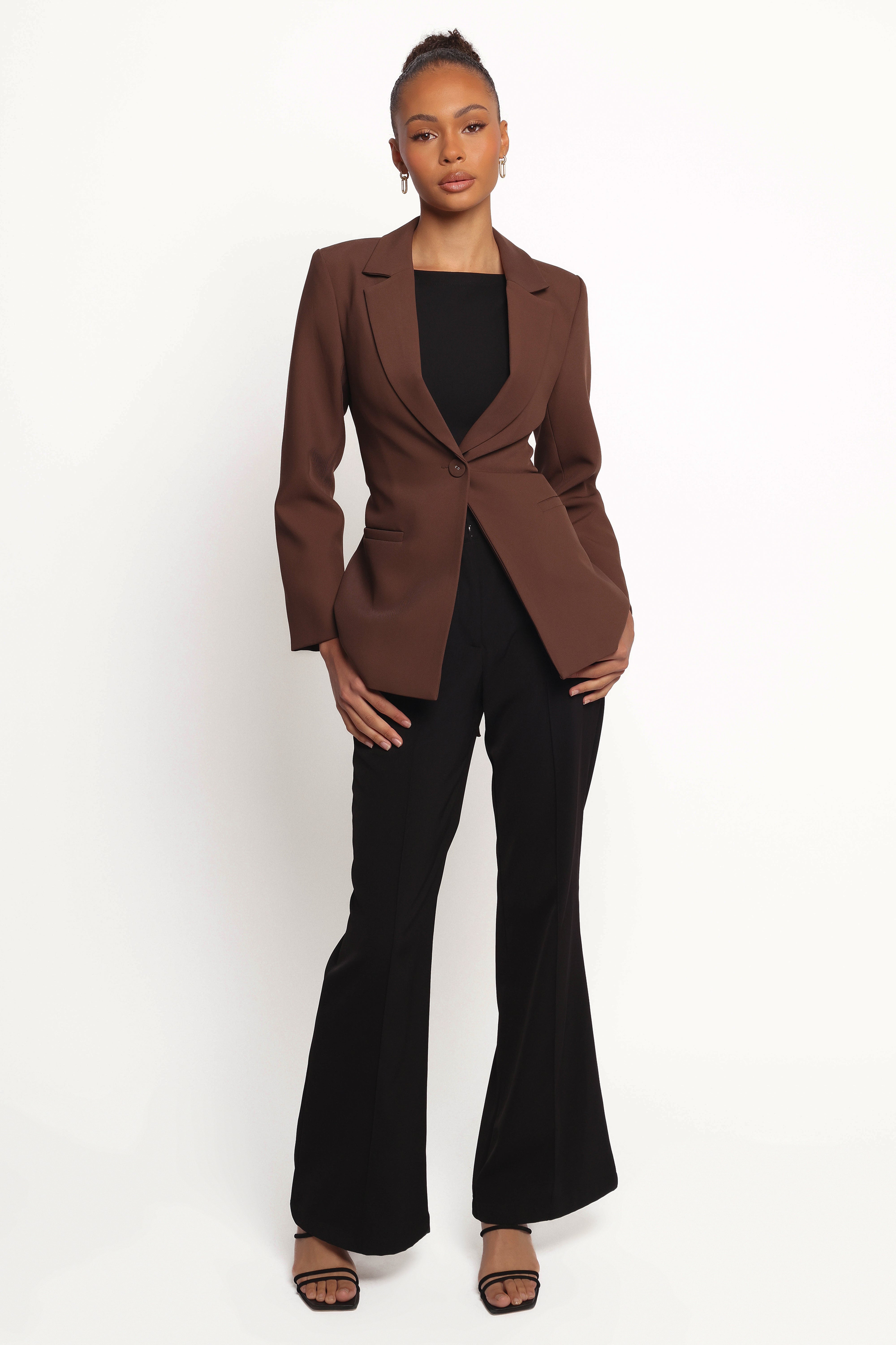 Eliana Waist Tie Blazer in Espresso - Women's Slim Fit Office Blazer for Work, Business Meetings & Professional Outfits