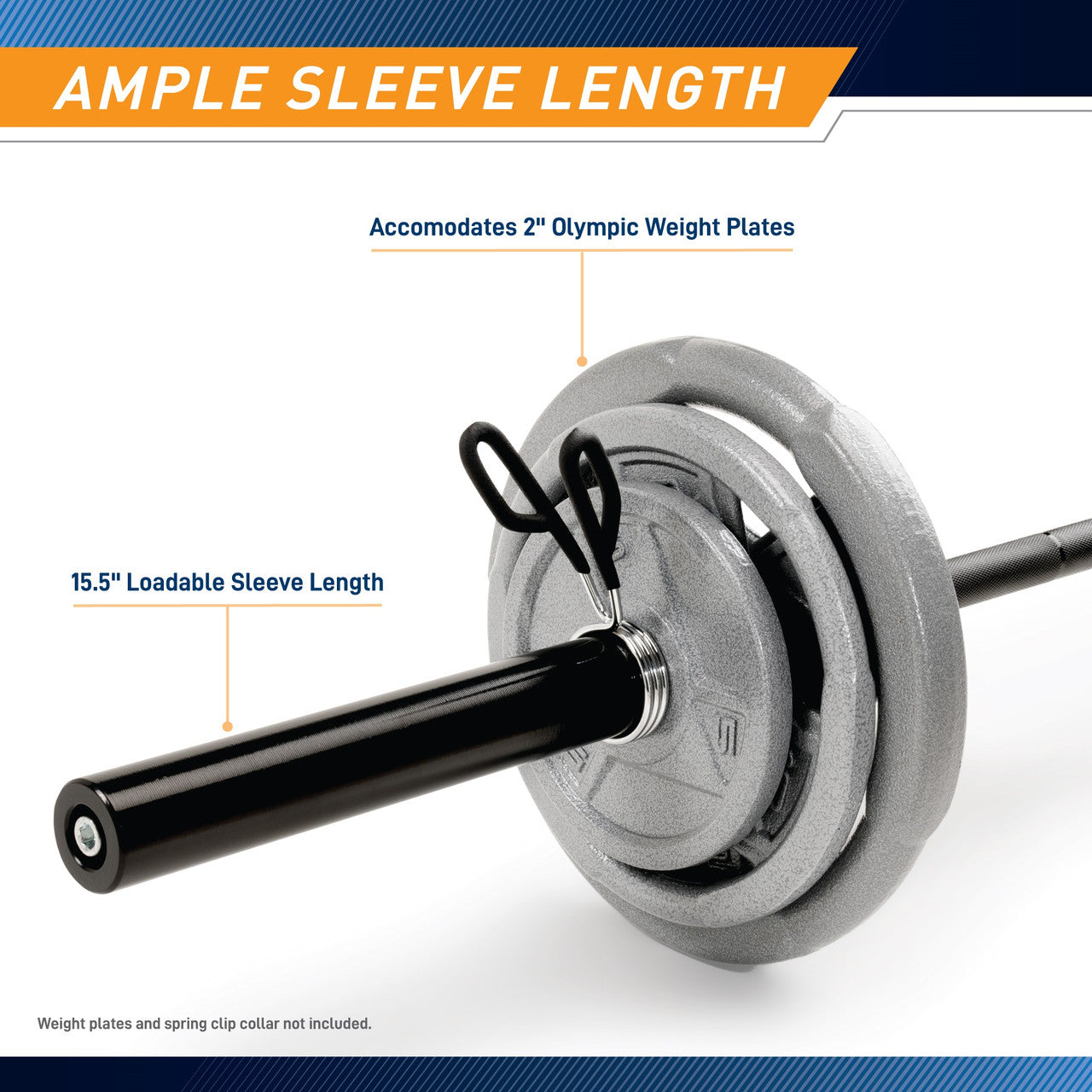 7ft Olympic Barbell 30lbs with 15.5 inch Loadable Sleeves - Marcy TRB 84 Weightlifting Bar for CrossFit, Powerlifting & Home Gym Training