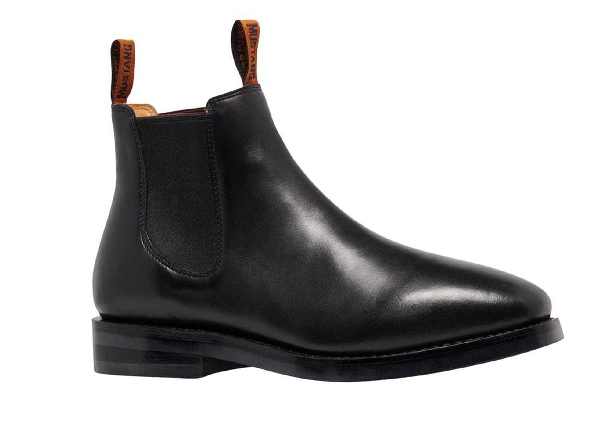 Mustang Men's Signature Pull Up Black Leather Boots - Durable & Stylish Cowboy Boots for Riding, Work & Casual Wear