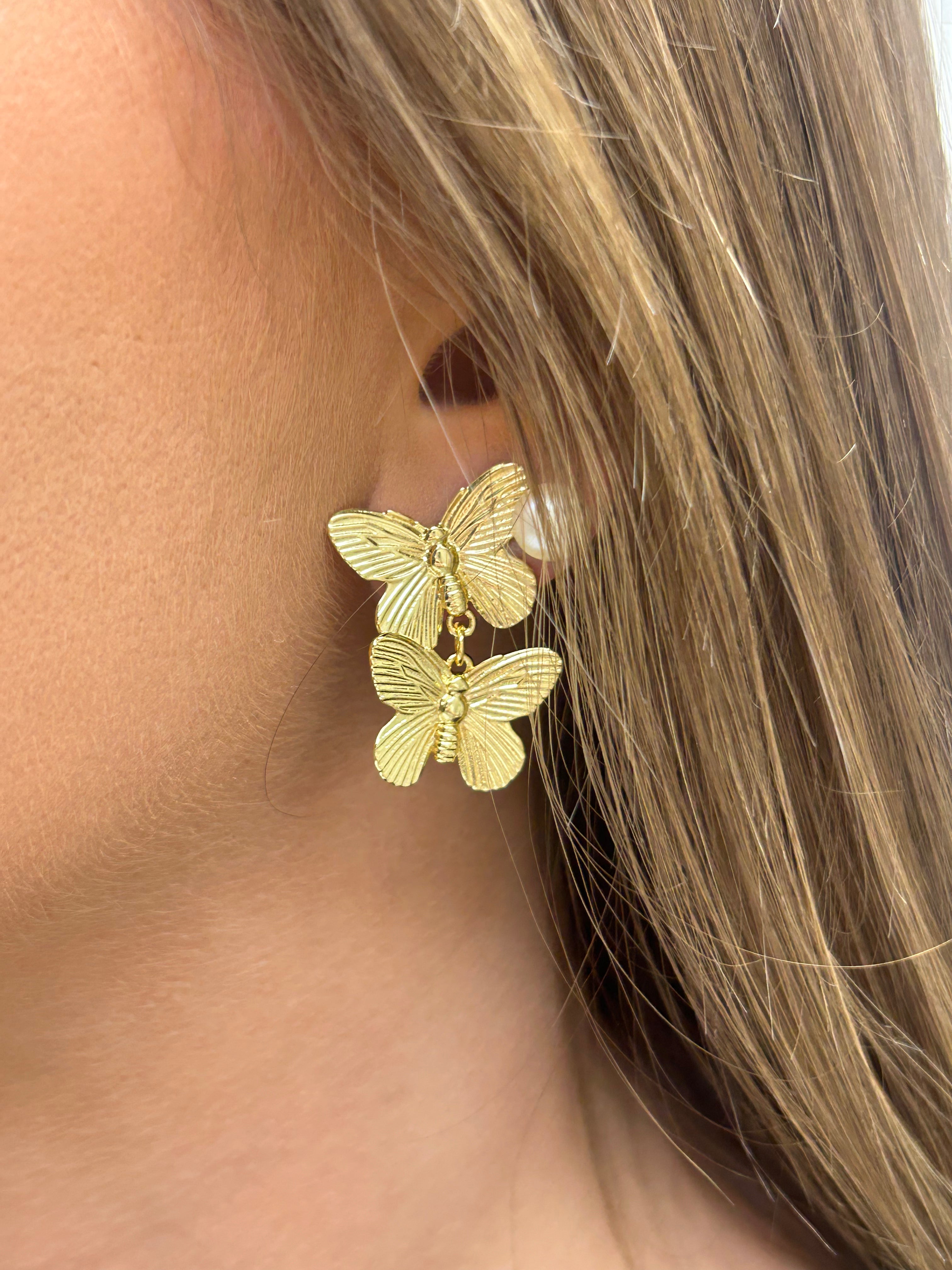Kiki and Livy Double Butterfly Stud Earrings for Women - Elegant 925 Sterling Silver Ear Studs for Daily Wear, Gift Giving & Special Occasions