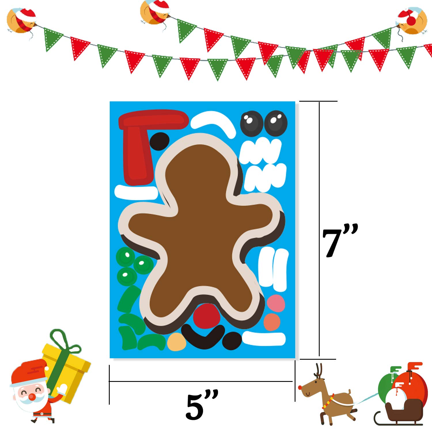 Funnlot 30 PCS Christmas Stickers for Kids - Snowman, Santa, Gingerbread & Reindeer Stickers - DIY Xmas Crafts, Party Games & Classroom Gifts (Perfect for Holiday Decorations, Scrapbooking & Gift Wrapping)