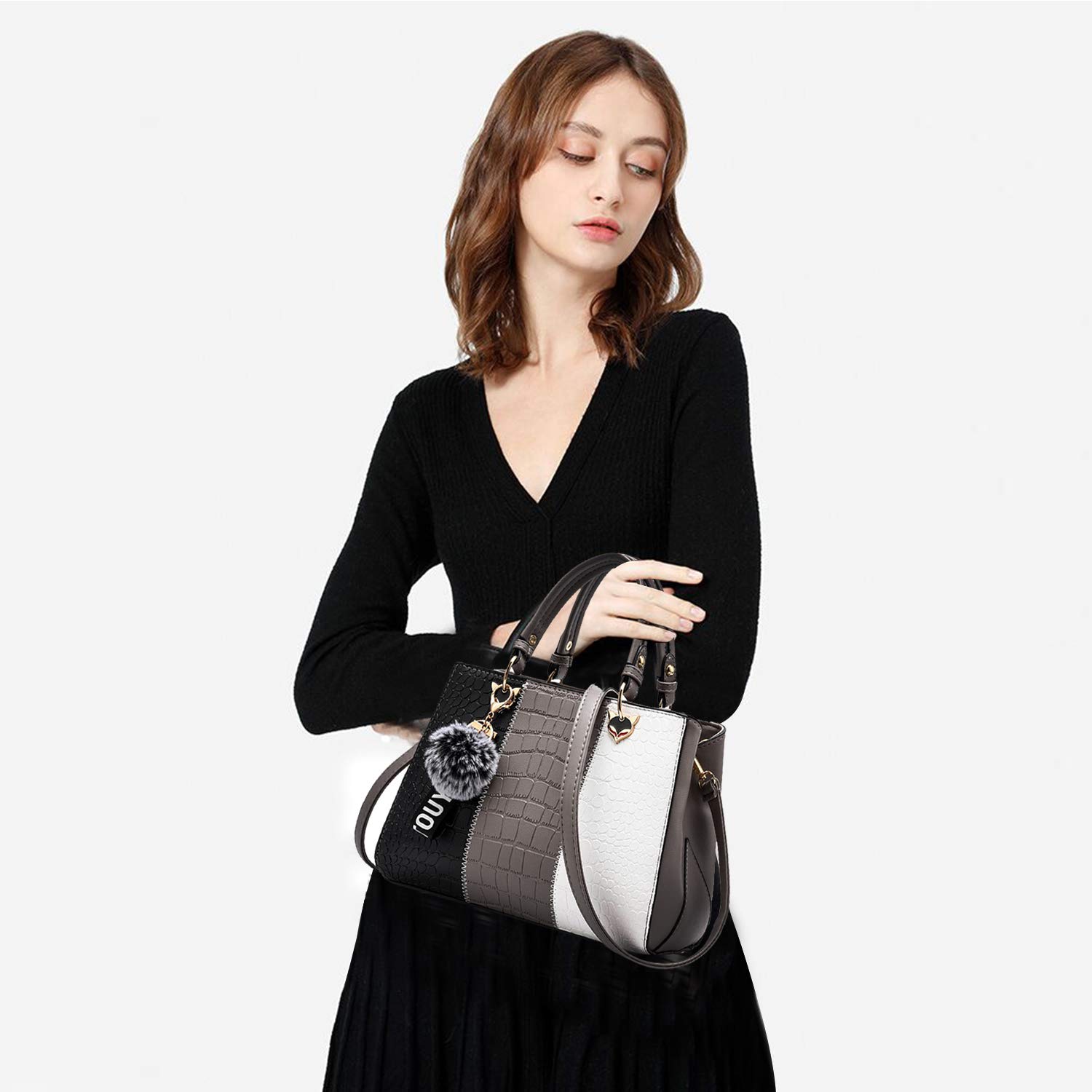 2024 NICOLE & DORIS Women's Messenger Bag - Stylish Gray Crossbody Purse for Work, Travel & Everyday Use | Fashionable Ladies Handbag