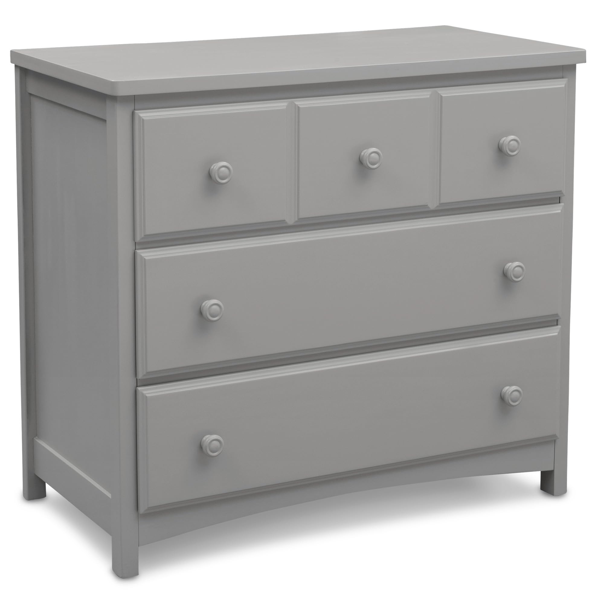 Delta Children 3-Drawer Dresser with Interlocking Drawers - Sturdy Nursery Furniture for Baby Clothes Storage, Grey - Perfect for Kids' Bedroom Organization & Nursery Decor