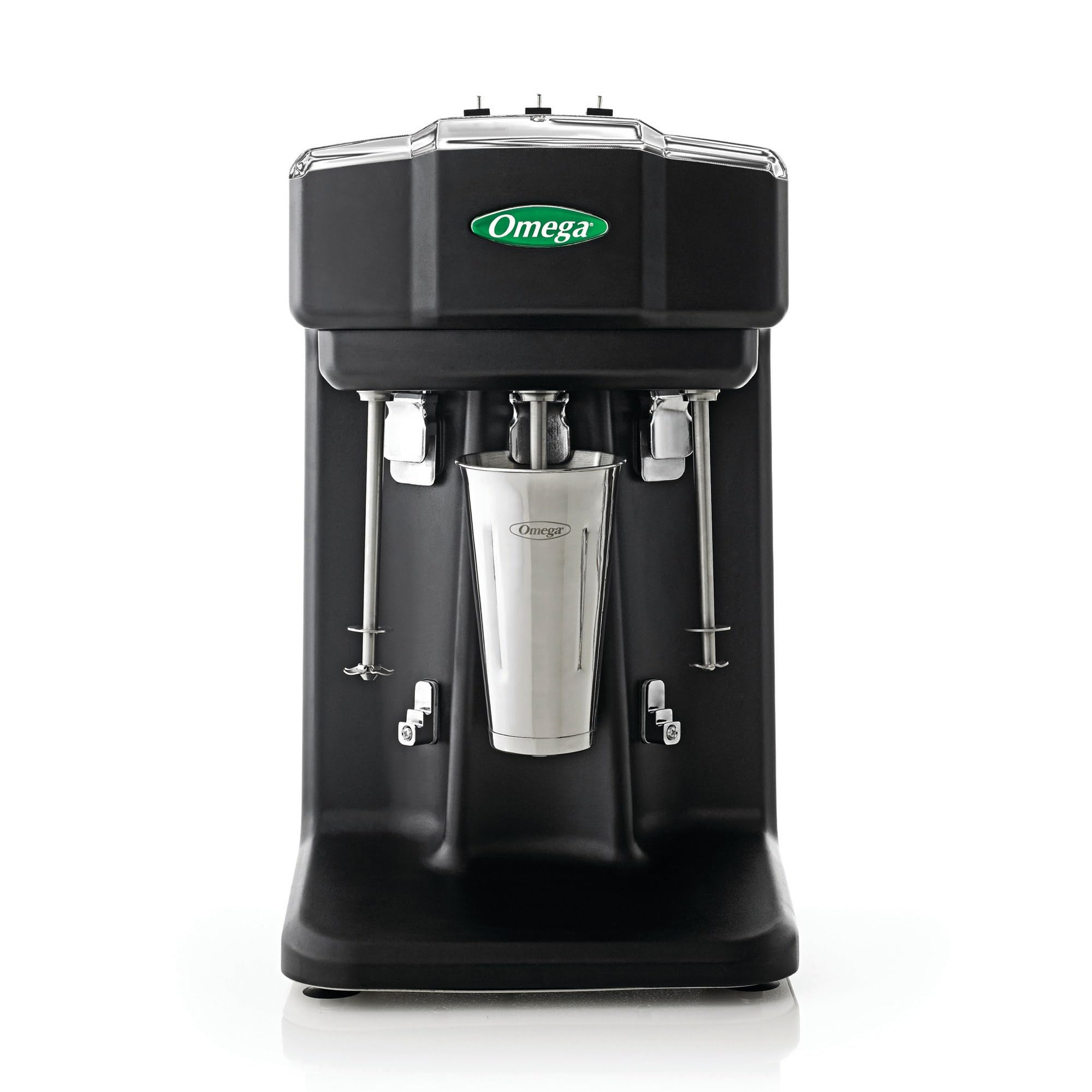 Omega M3000 Commercial Milkshake Maker - Triple Spindle 1/3 HP Heavy Duty Blender for Smoothies, Shakes & Frozen Drinks - Perfect for Restaurants, Cafes & Juice Bars (Black)