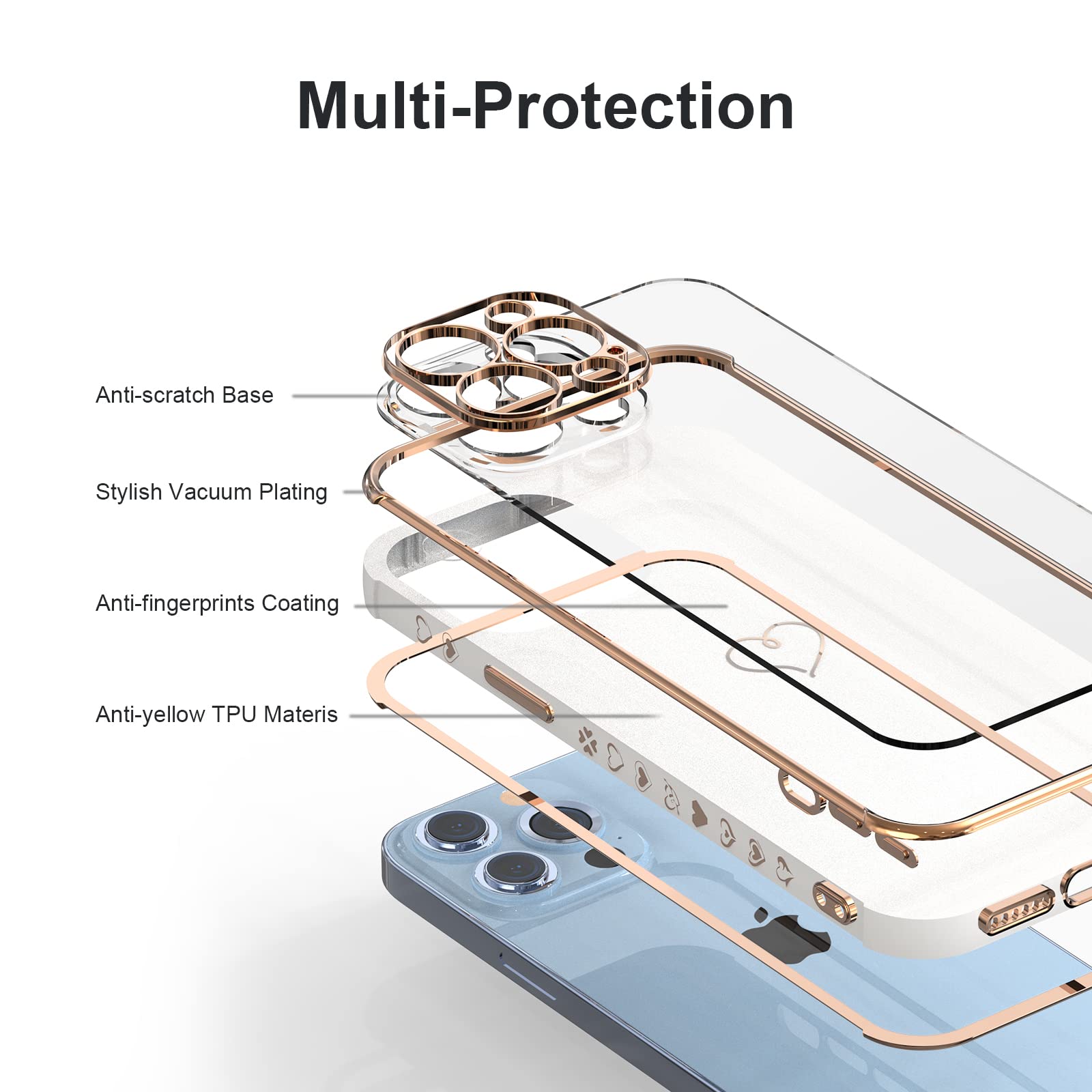 Premium Shockproof iPhone 13 Pro Max Case for Women - Luxury Soft TPU Protective Cover with Full Camera Protection & Reinforced Corners (6.7 inch, White) - Perfect for Everyday Use, Travel & Work Protection