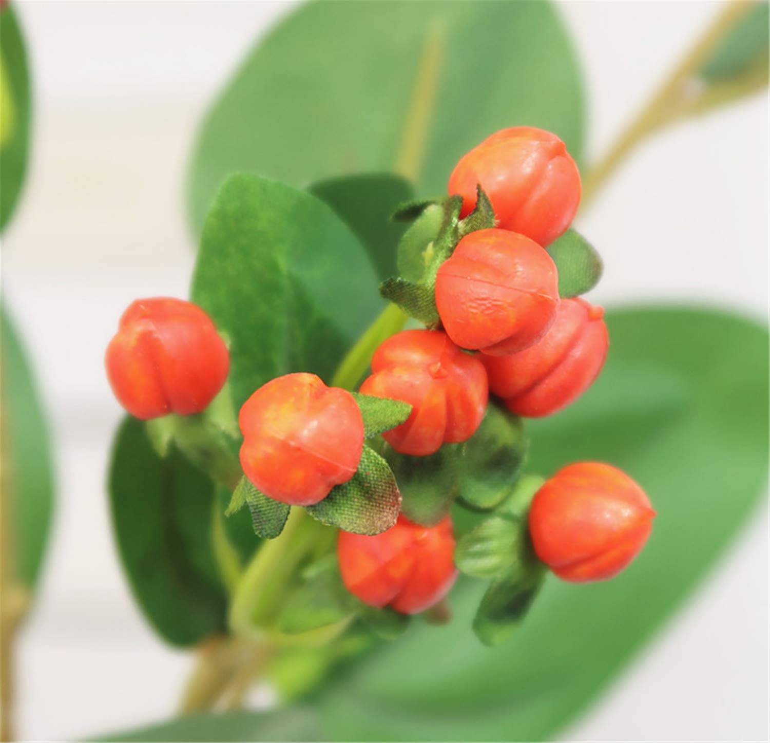 3Pcs Artificial Hypericum Berry Stems - Realistic Fake Red Berries for Wedding Bouquets, Home Decor, Centerpieces, and DIY Crafts - Perfect for Christmas, Fall, and Seasonal Arrangements