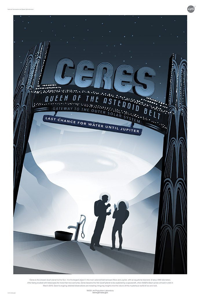 NASA JPL Space Travel Poster - Ceres Dwarf Planet Art Print for Home & Office Decor | Astronomy Gifts for Space Enthusiasts