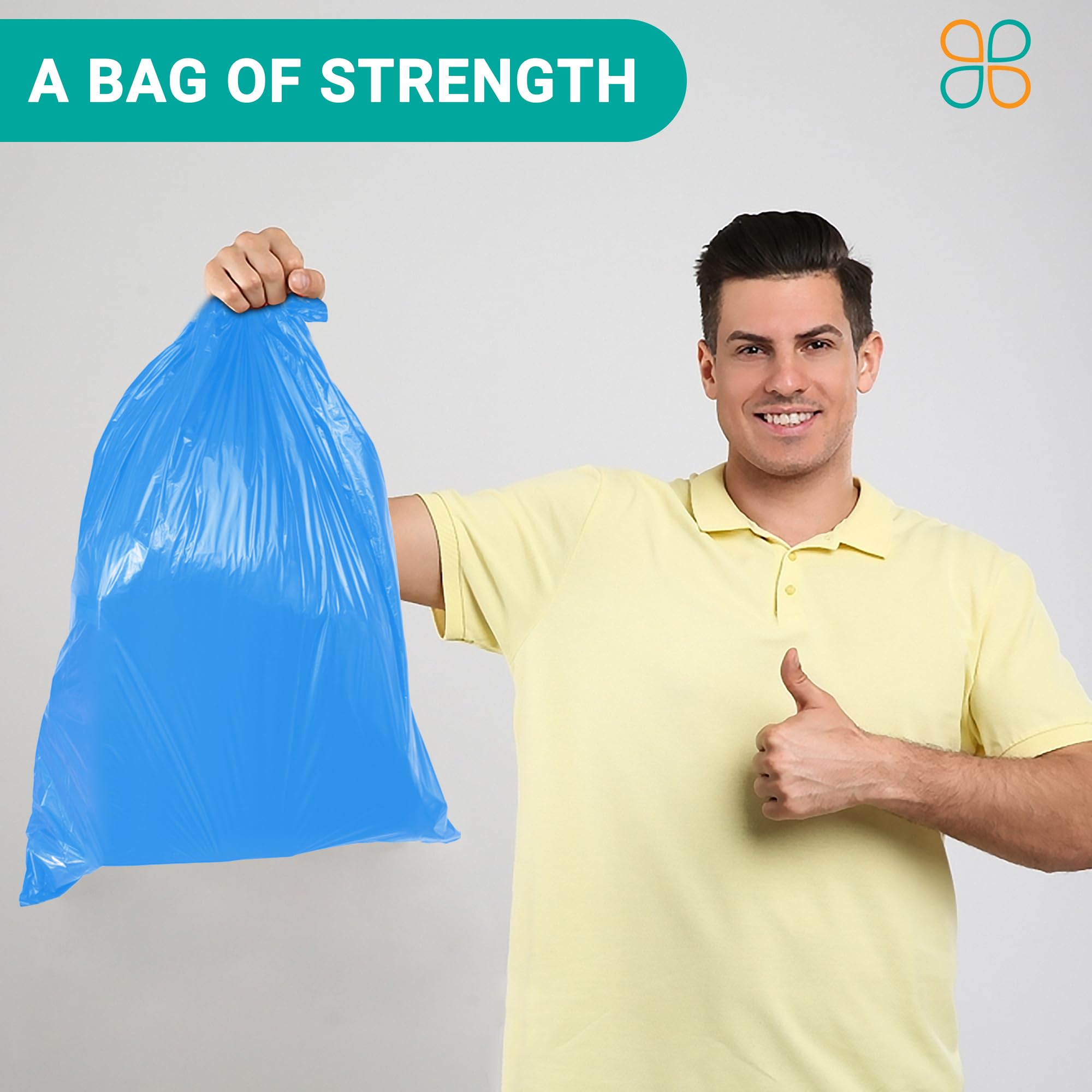 Heavy Duty 95-Gallon Trash Bags - 1.5 Mil Thick Large Kitchen Garbage Bags for Rolling Trash Bins - 61
