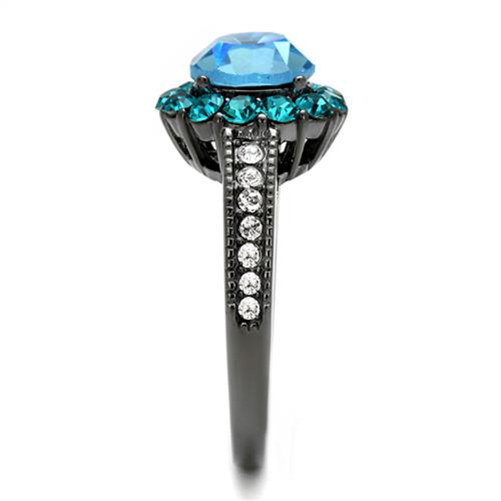 Marimor Black Stainless Steel 3.22ct Crystal Engagement Ring for Women