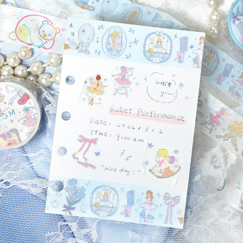 Elegant Ballerina Washi Tape for Scrapbooking, Journaling & DIY Crafts - Decorative Japanese Paper Tape for Gift Wrapping, Bullet Journals & Planner Decorations