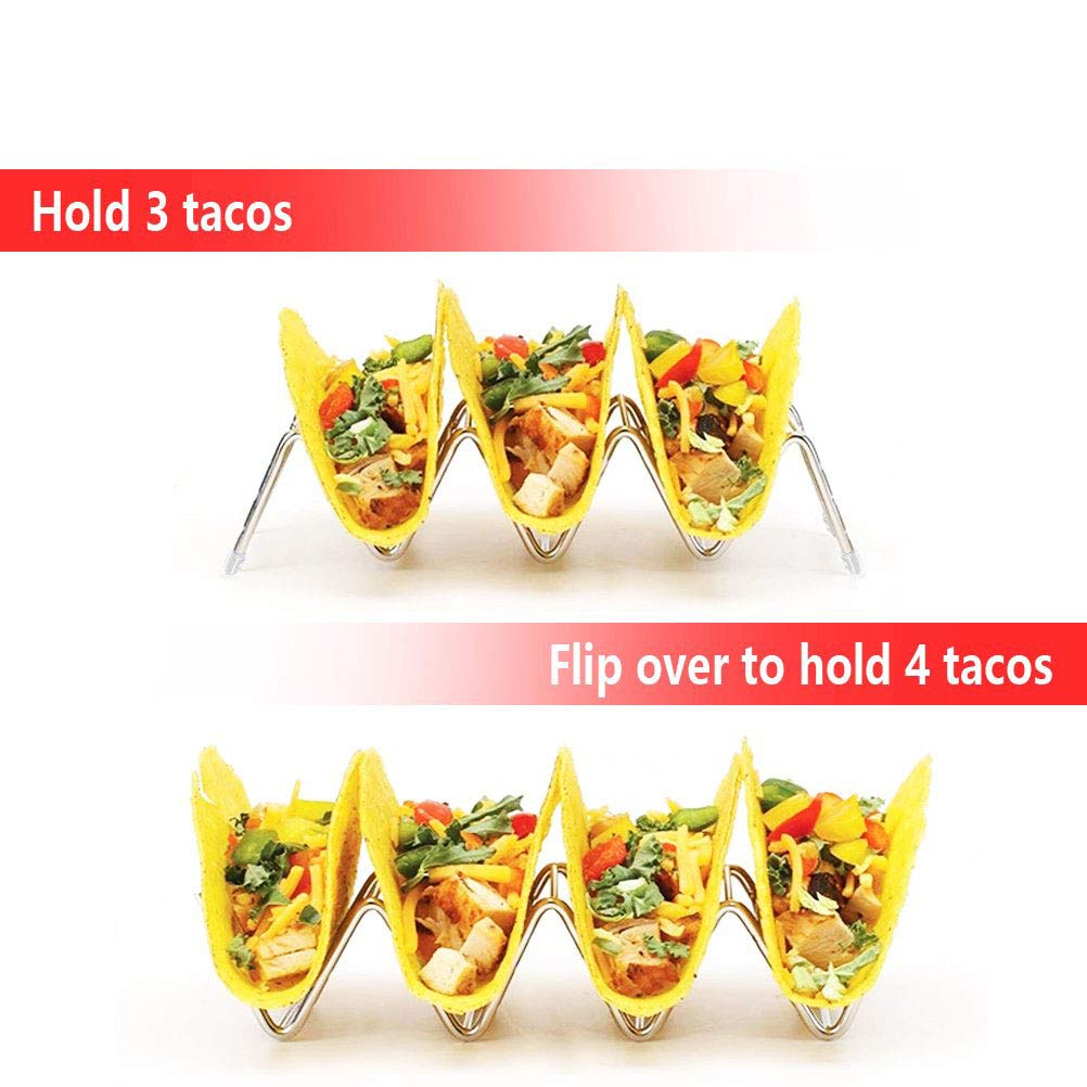 Premium Stainless Steel Taco Shell Stand - Holds 3 Tacos Upright | Oven & Dishwasher Safe Taco Holder | Perfect for Taco Nights, Parties & Mexican-Themed Dinners