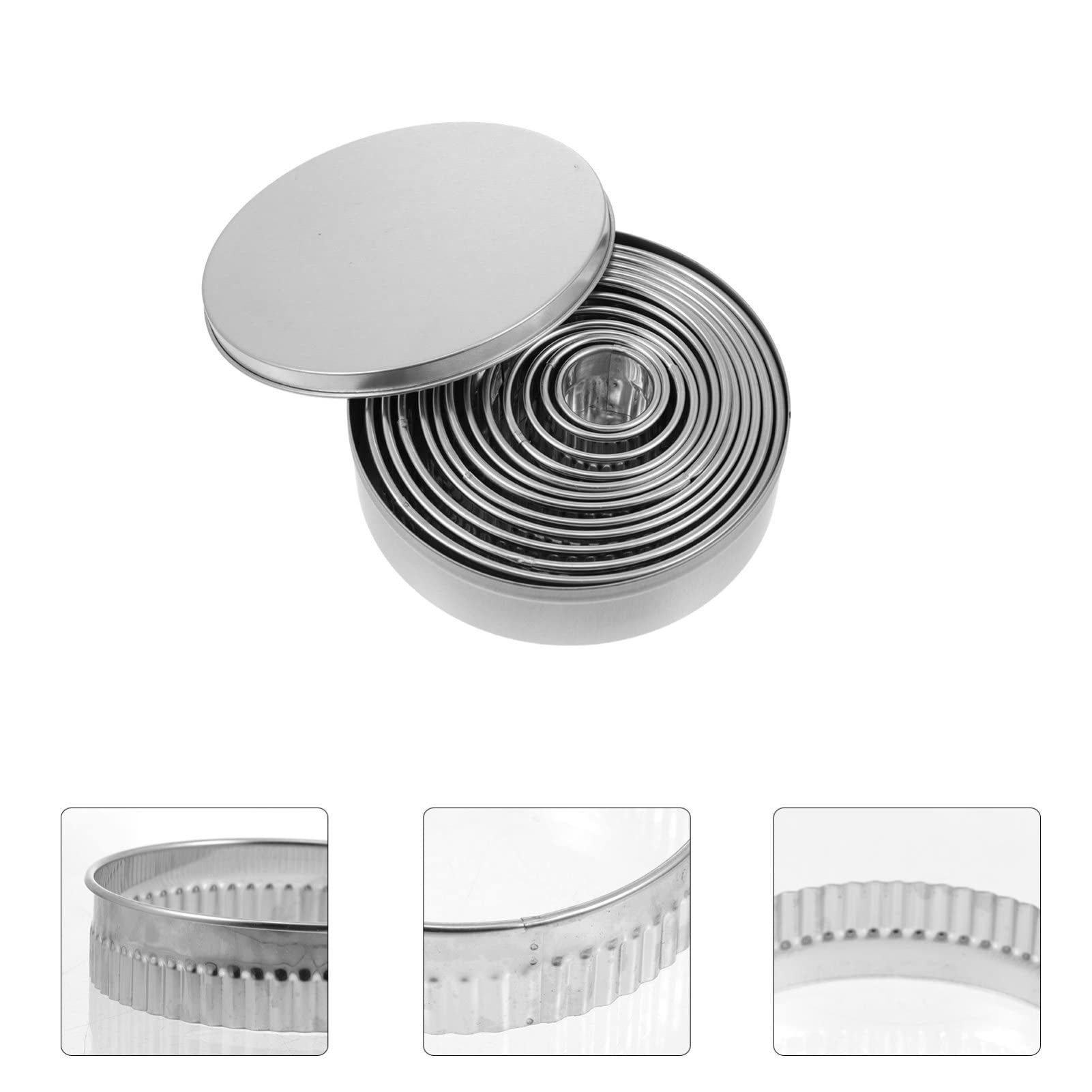 12pcs Stainless Steel Round Biscuit Molds - Hemoton DIY Cookie & Baking Molds Set for Pressing, Shaping Homemade Cookies, Cakes & Pastries | Perfect for Holiday Baking, Party Treats & Gift Making