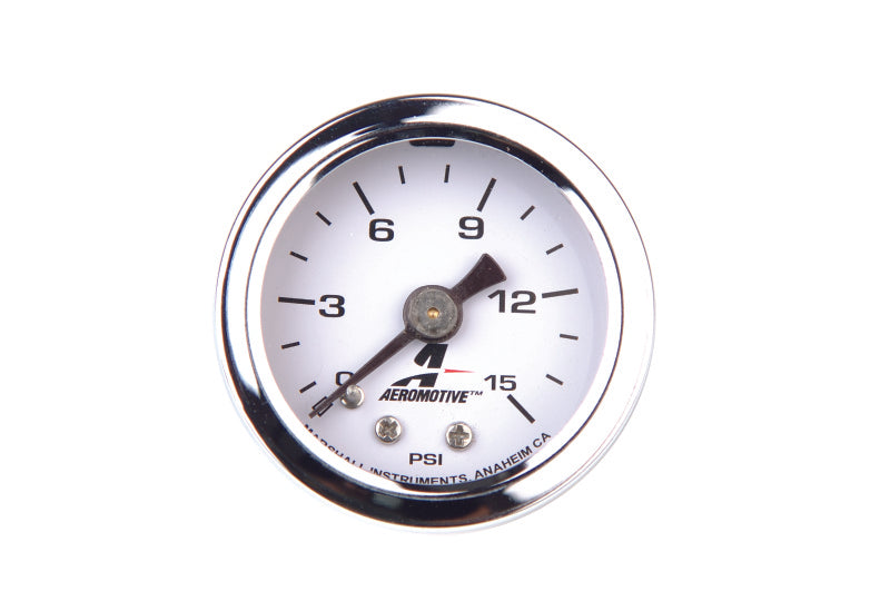 Aeromotive 0-15 PSI Fuel Pressure Gauge - High Performance Automotive Fuel System Monitor for Racing, Tuning & Engine Diagnostics