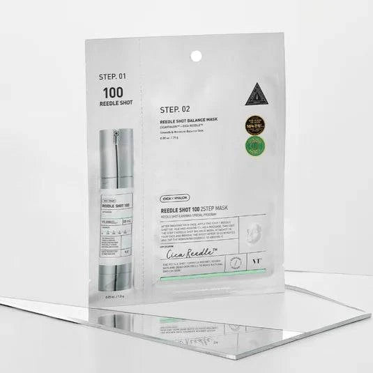 VT Reedle Shot 100 2 Step Facial Mask 1.5g (1 Count) - Korean Skincare for Hydration & Brightening | Perfect for Spa Night & Self-Care Routine