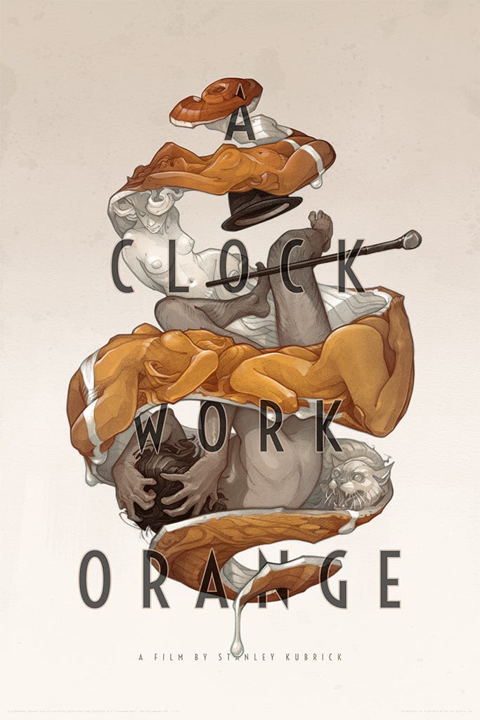 A Clockwork Orange Screenprinted Poster - Vintage Movie Art for Home & Office Decor | Perfect for Fans, Collectors & Film Lovers