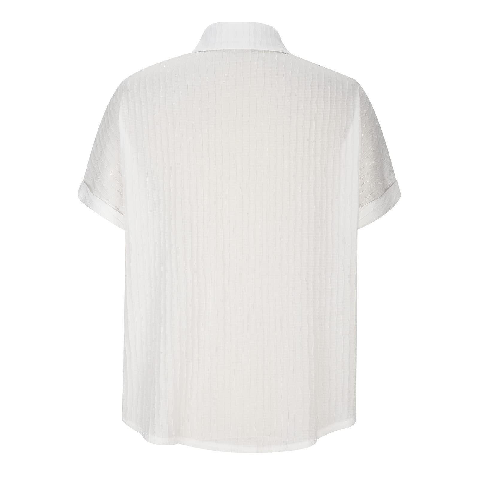 Women's Textured Button Down Blouse - Short Sleeve Collared T-Shirt | Dressy Work Tops & Casual Shirts for Office, Date Night & Weekend Outings