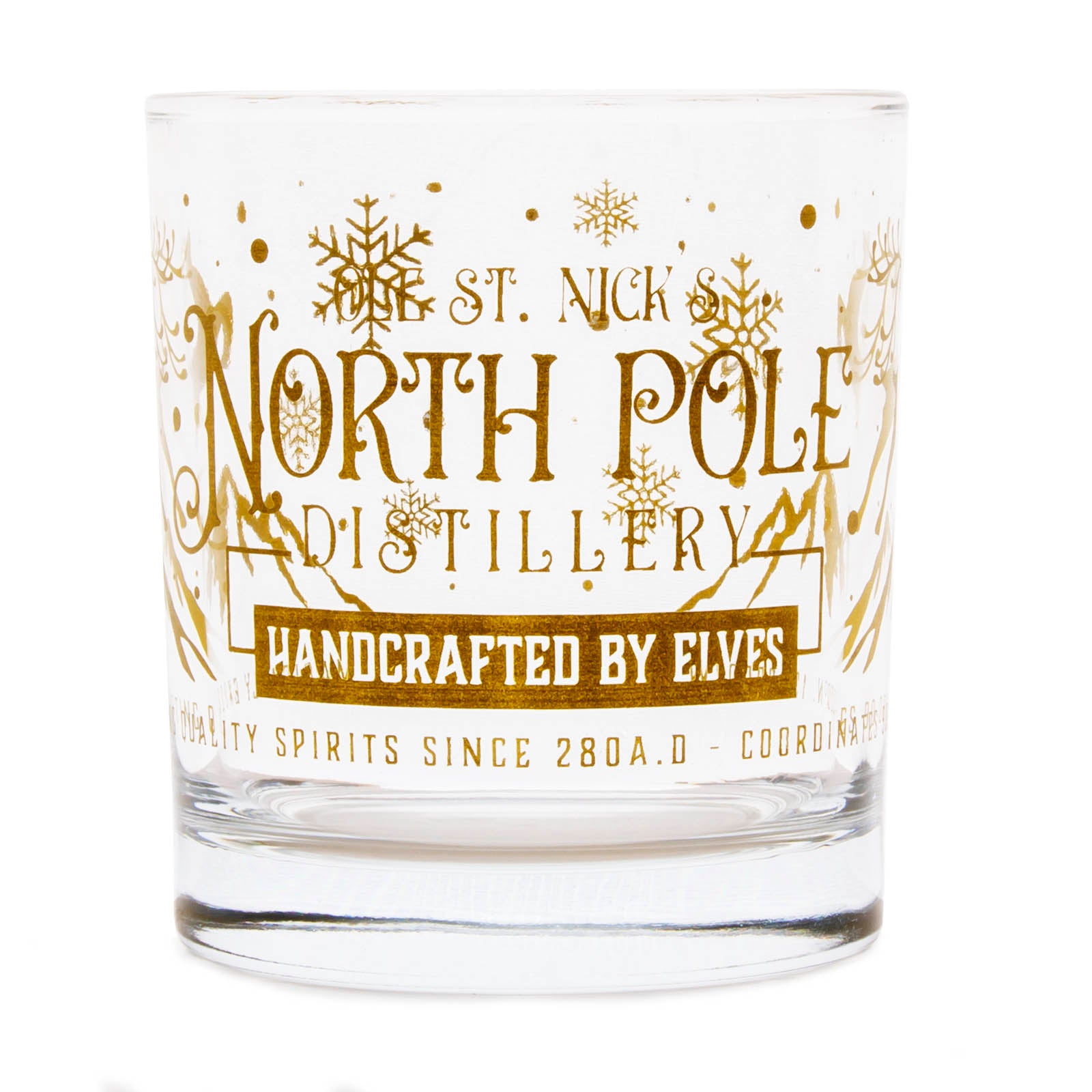 BarConic® Christmas Collection Glassware Set - 10oz North Pole Distillery Style for Holiday Cocktails & Party Drinks | Perfect for Christmas Celebrations, Festive Gatherings & Home Decor
