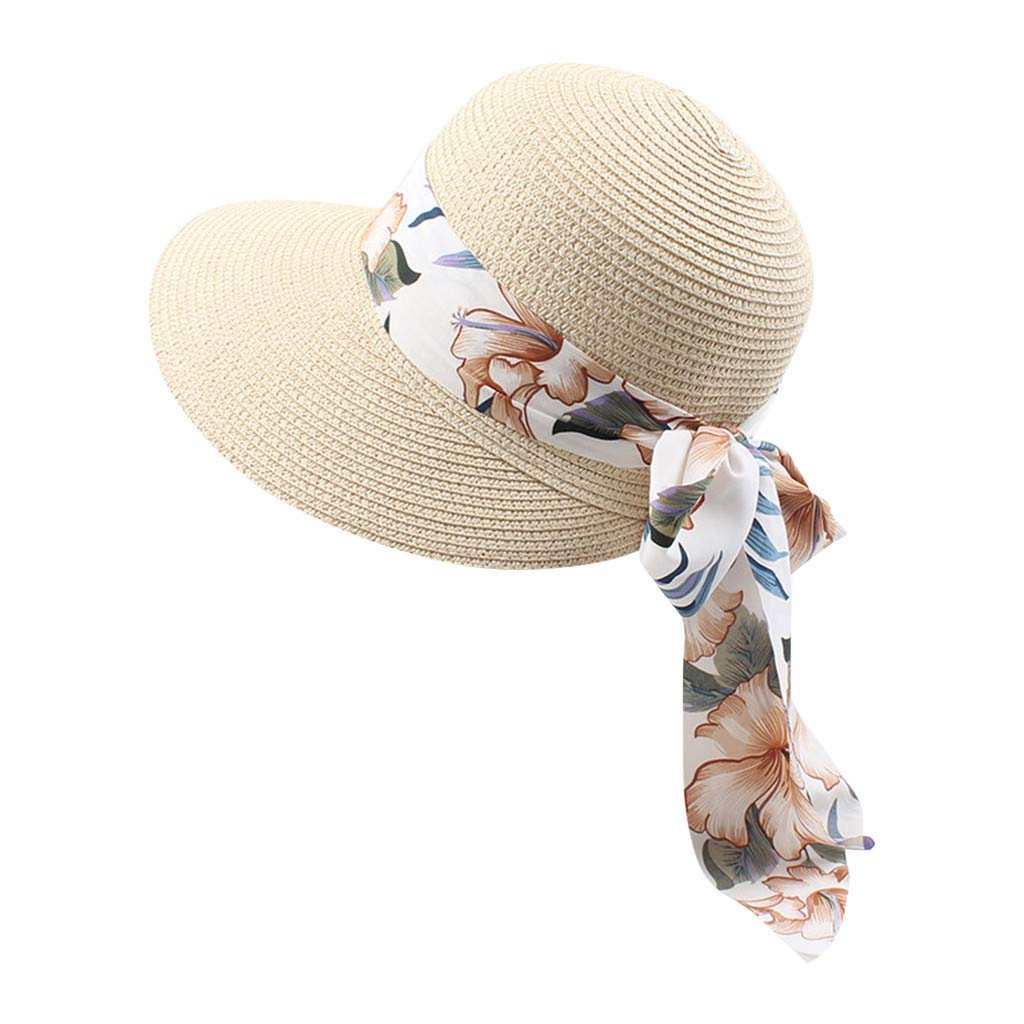 Women's UPF 50+ Sun Protection Straw Hat - Foldable Floppy Beach Hat for Summer, Travel & Outdoor Activities | UV Blocking Wide Brim Roll-Up Sun Hat for Women