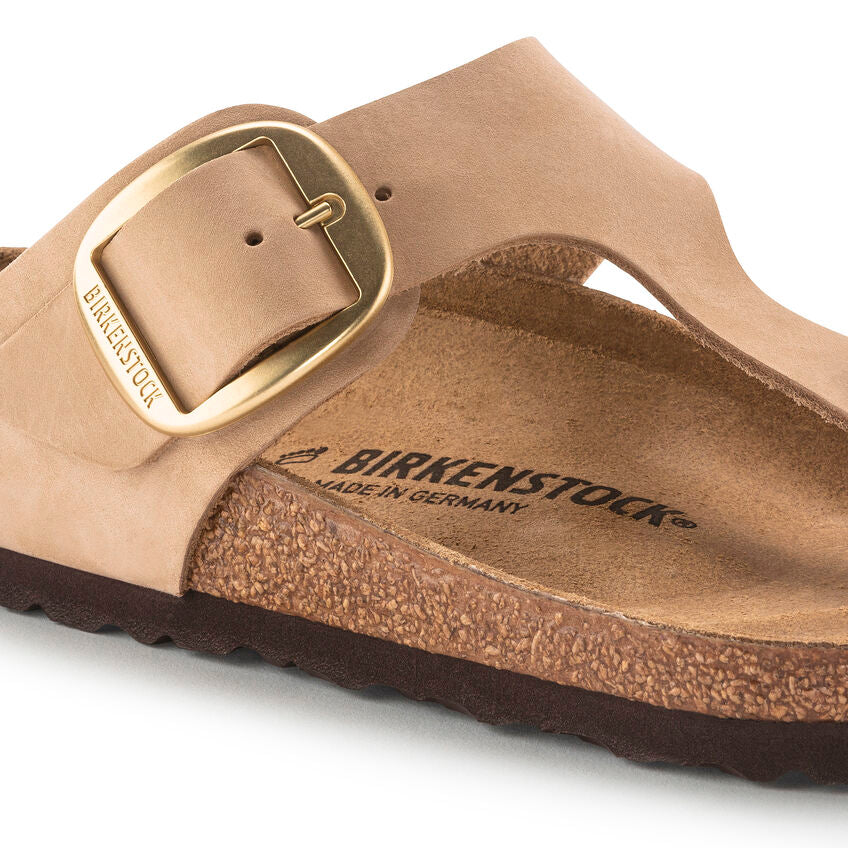 Birkenstock Gizeh Big Buckle Sandals - Women's Nubuck Leather Comfort Sandals in Sandcastle | Perfect for Summer, Beach, and Casual Outfits