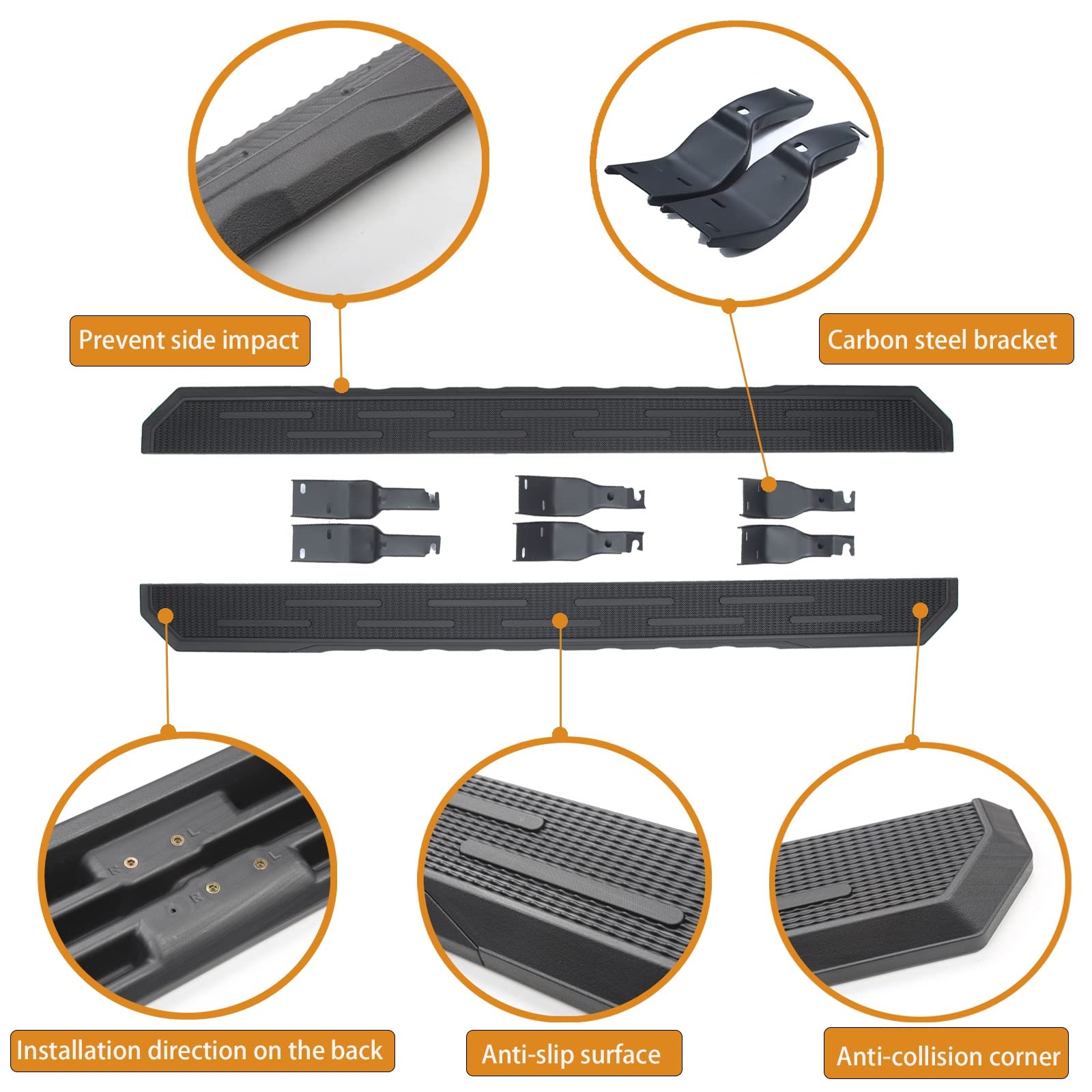 Black Running Boards & Side Steps for 2021-2023 Ford Bronco 4 Door - Heavy Duty Nerf Bars Off Road Accessories | Perfect for Trail Riding & Outdoor Adventures