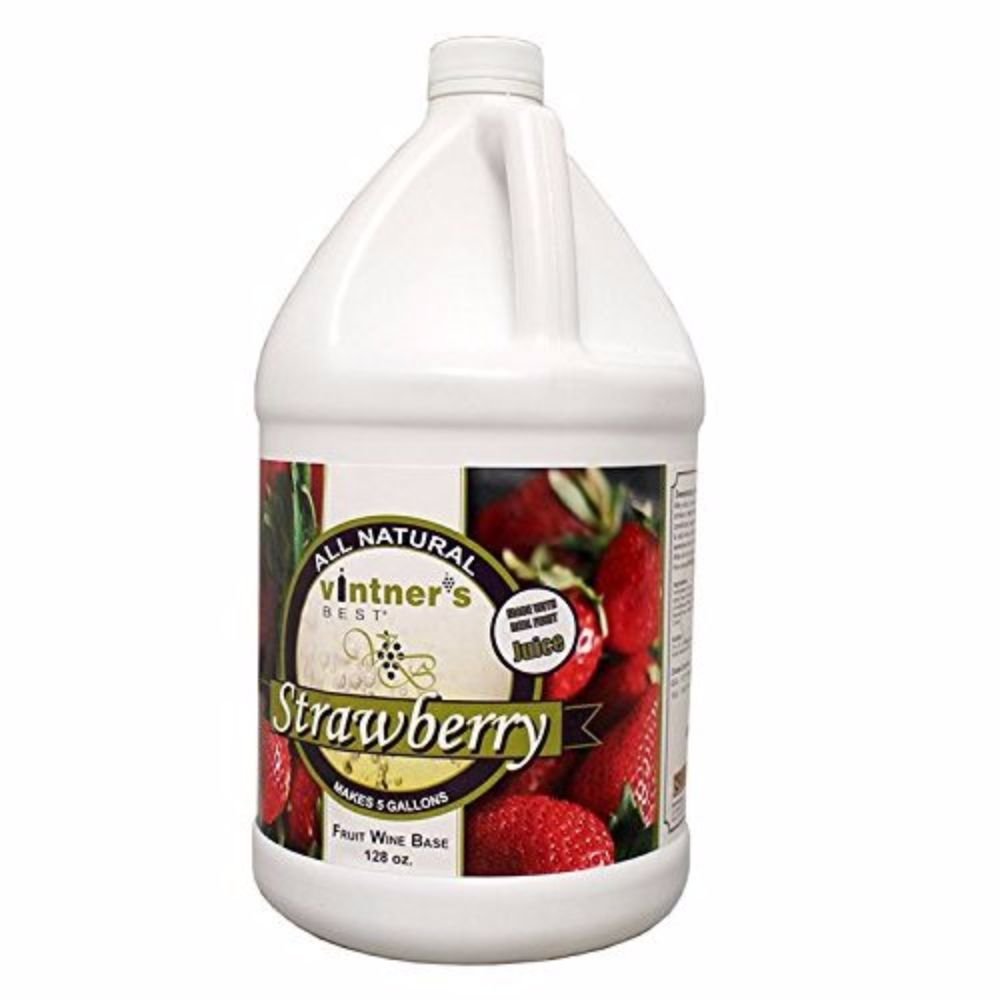Vintners Best Strawberry Fruit Wine Base - 128 oz (1 Gallon) for Homemade Wine, Cocktails & Desserts | Premium Wine Making Ingredient