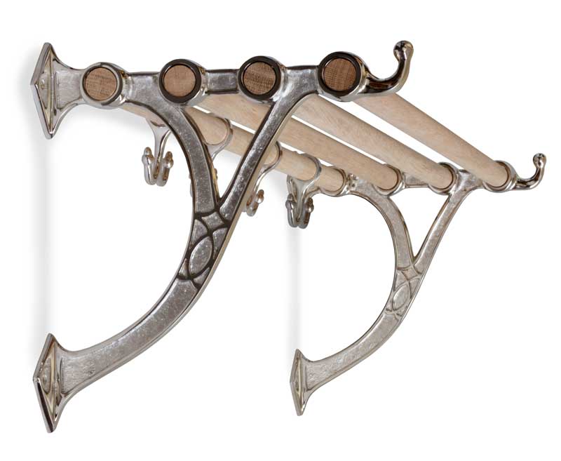 Vintage Hatthylla Sekelskifte Nickel & Oak Coat Rack, 115 cm - Perfect for Entryway, Hallway, or Bedroom Organization