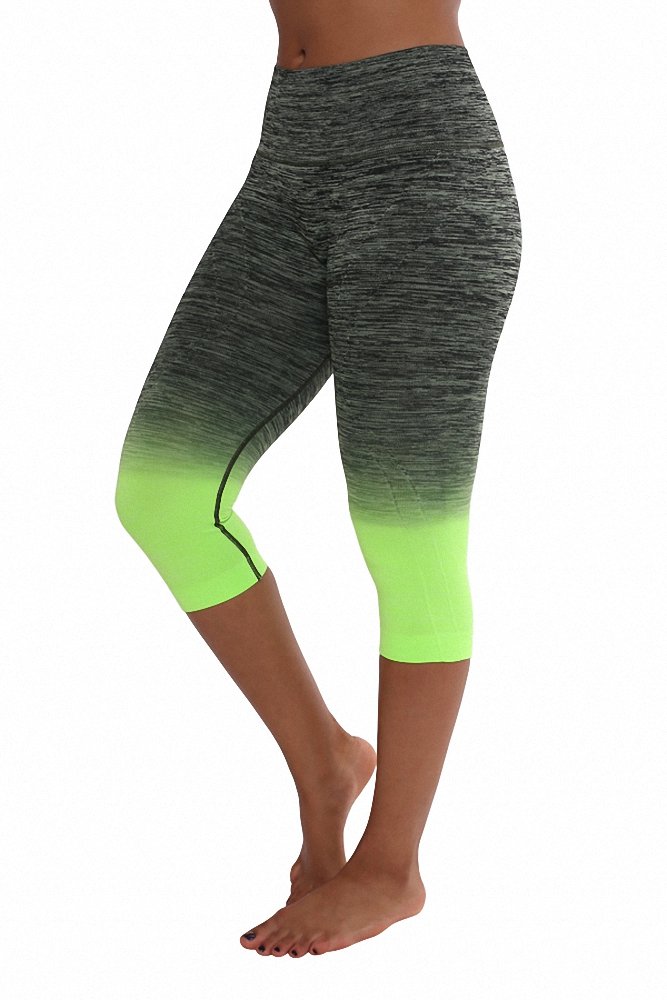 SASSY APPAREL Women's Ombre Two-Tone Workout Capri Pants - Yoga, Running & Gym Fitness Leggings for Active Women