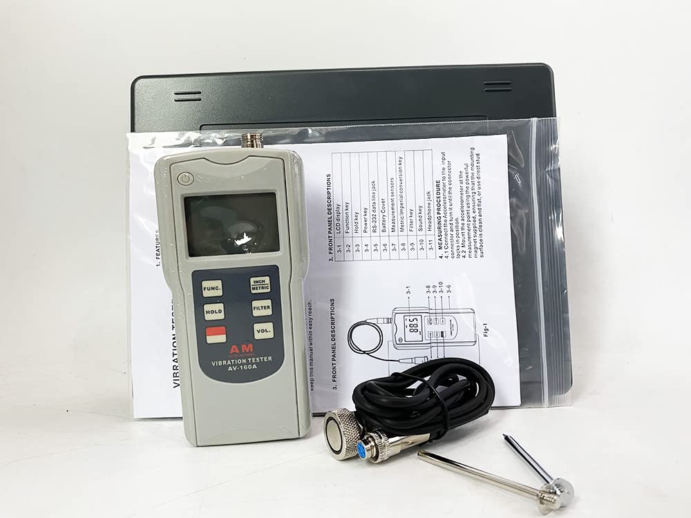 Digital Vibration Tester Meter - Portable Vibrometer with Piezoelectric Accelerometer for Mechanical Vibration Measurement | On-Site Industrial Equipment Monitoring & Machine Maintenance Tool