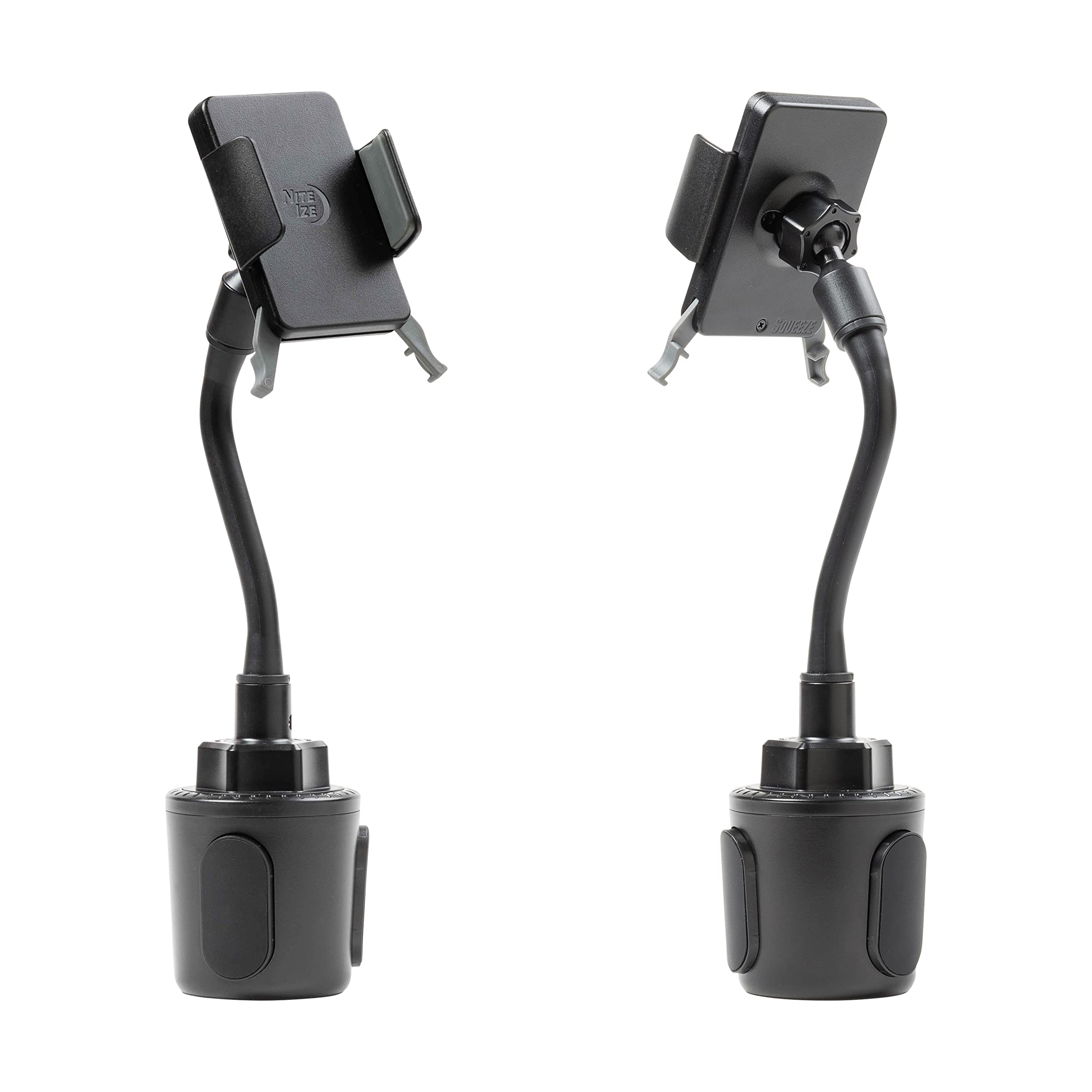 Nite IZE SUCH-01-R8 Universal Cup Holder Phone Mount - Compatible with iPhone, Samsung Galaxy Edge/Fold, Huawei, Google Pixel & Most Smartphones - Secure Car Accessory for Hands-Free Driving (Black) | Perfect for Road Trips, Commuting & GPS Navigation