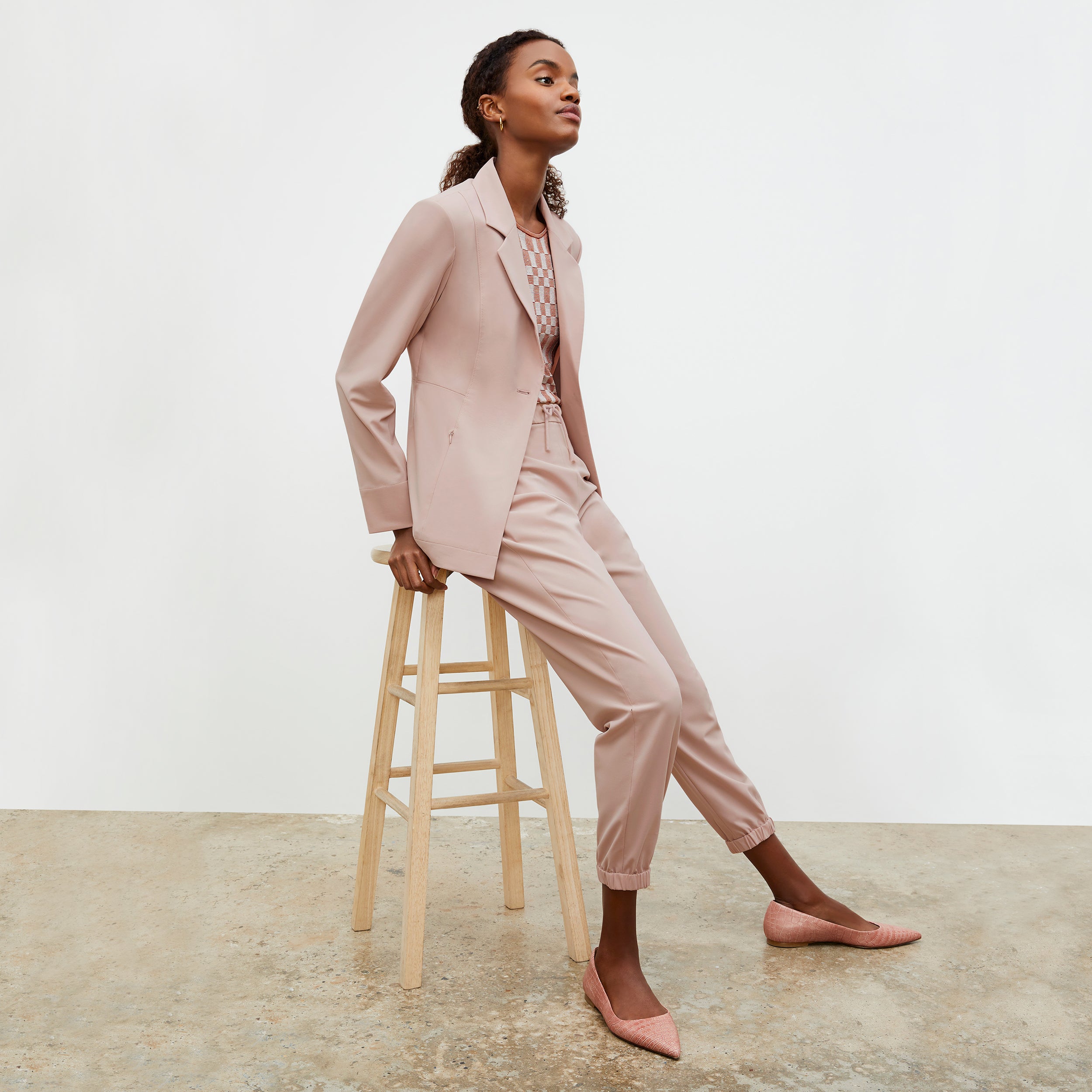 Delaney Jogger Pants for Women - OrigamiTech Stretch Fabric in Blush Pink | Comfortable Lounge & Workout Joggers for Yoga, Running & Casual Wear