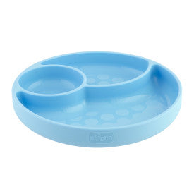 Chicco Easy Menu Silicone Divided Plate for Toddlers - BPA-Free Baby Feeding Dish with Suction Base for High Chair & Travel - Perfect for Mess-Free Meals at Home or On The Go