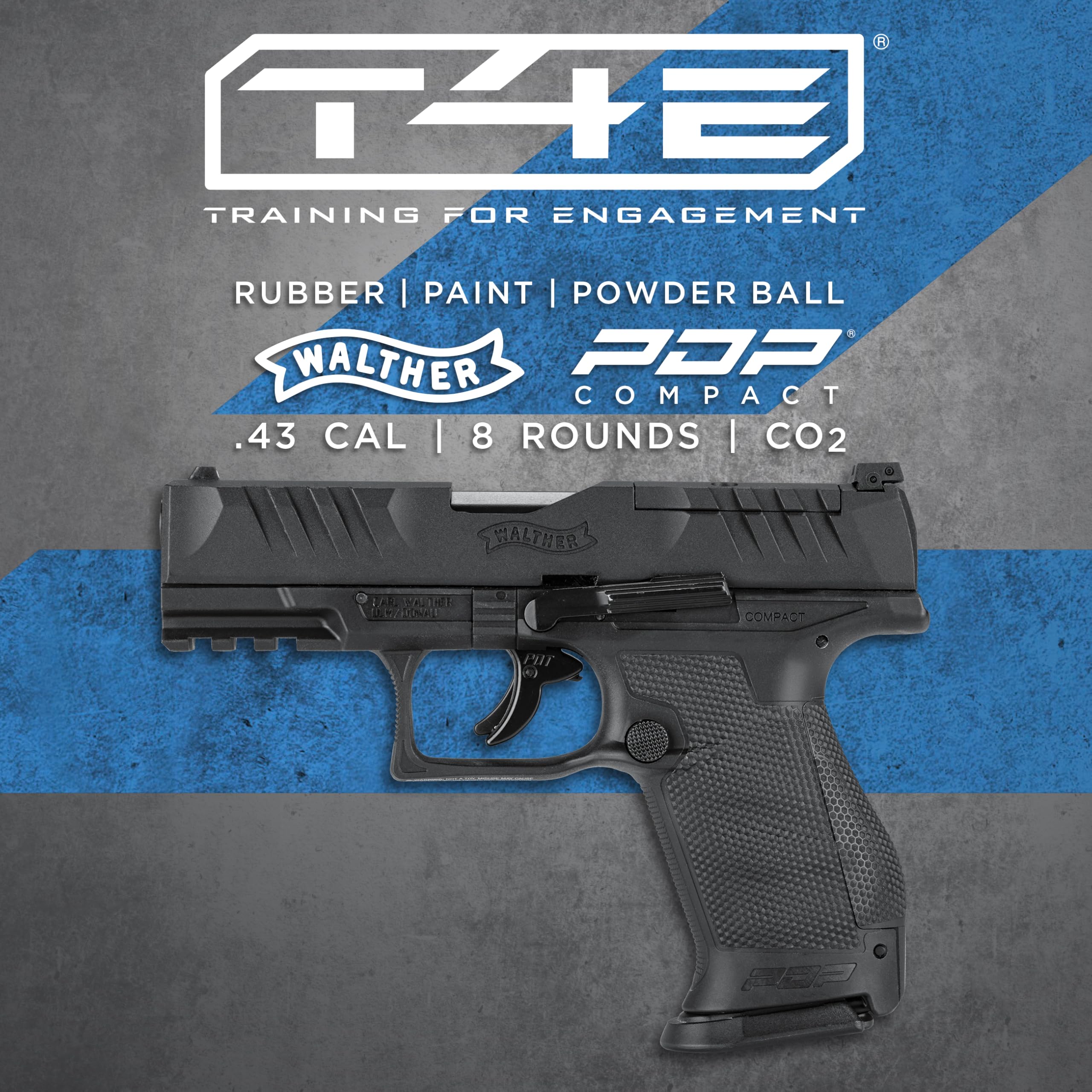 T4E Walther PDP Compact .43 Caliber Training Pistol Paintball Gun Marker - Realistic Airsoft Training, Tactical Drills & Outdoor Shooting Practice