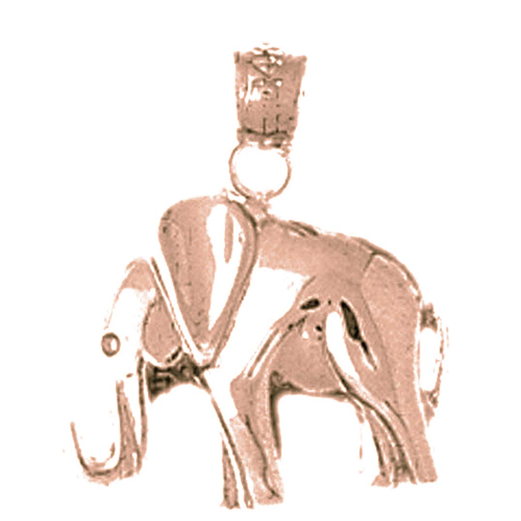 14K Rose Gold Elephant Pendant Necklace - 18mm Handmade Jewelry for Women, Gift for Her, Birthday, Anniversary, Valentine's Day