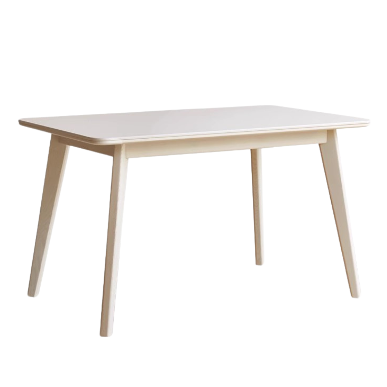Birch Solid Wood Dining Table - Cream Wind White Finish - Modern Farmhouse Style for Kitchen, Dining Room & Small Spaces